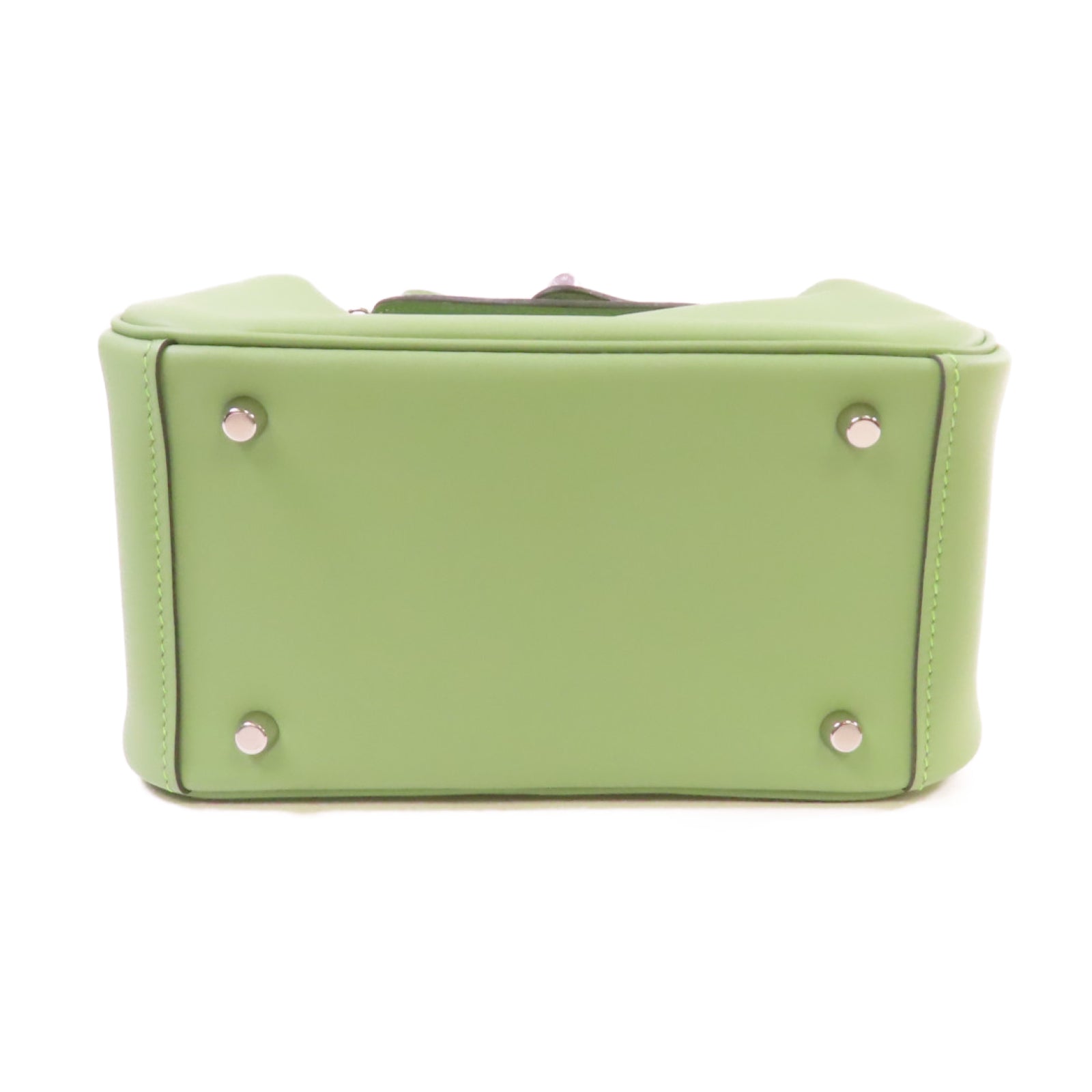 HERMES Swift皮革Mini Lindy Shoulder Bag銀扣肩背袋Vert Criquet牛油果綠色