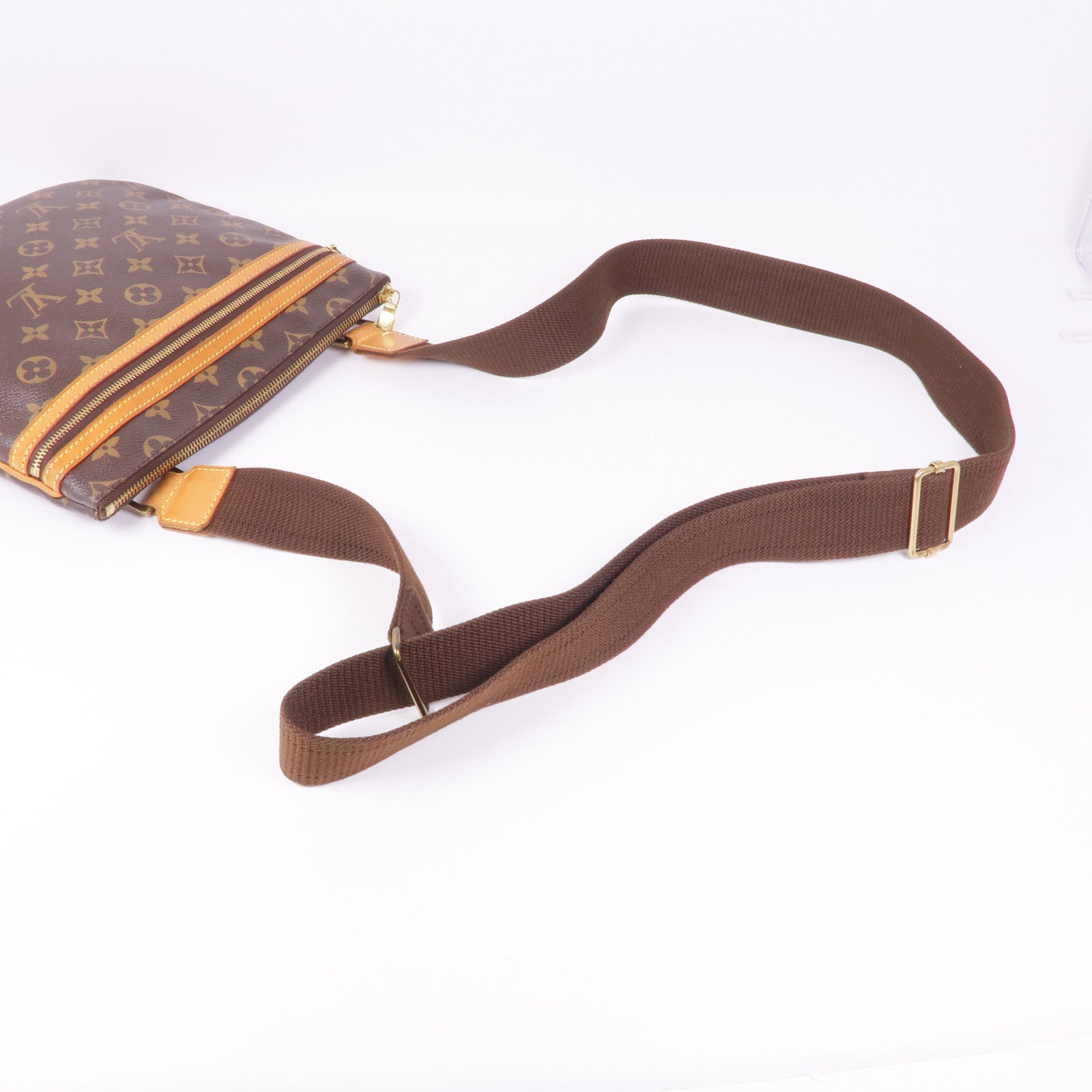 LOUIS VUITTON Monogram Pochette Bosphore金扣肩背袋棕色