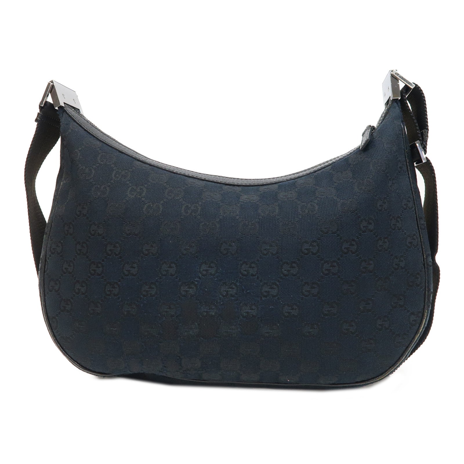 GUCCI 帆布Shoulder Bag銀扣肩背袋黑色