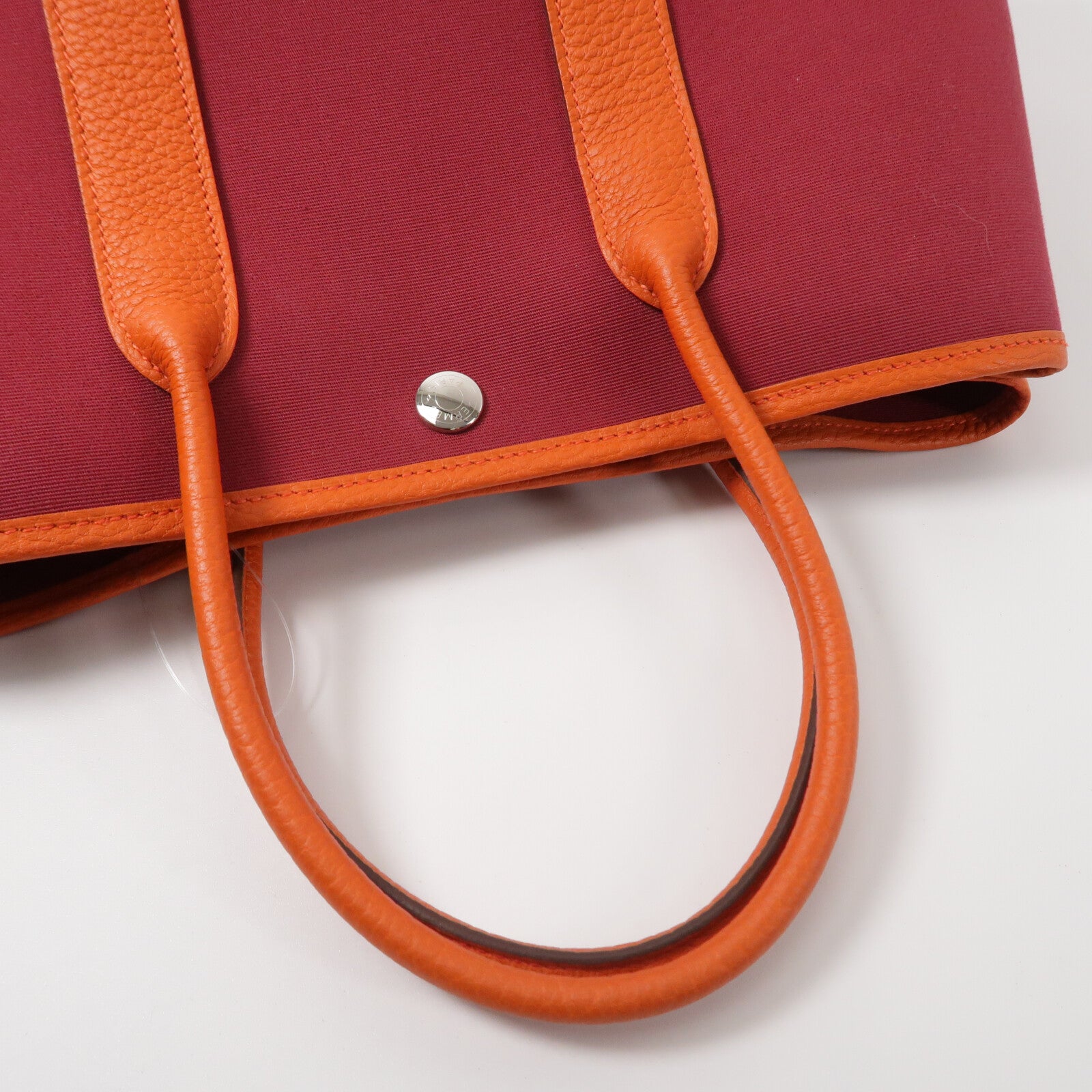 HERMES 帆布Garden Party TPM手挽袋Rough Grenat/Poppy