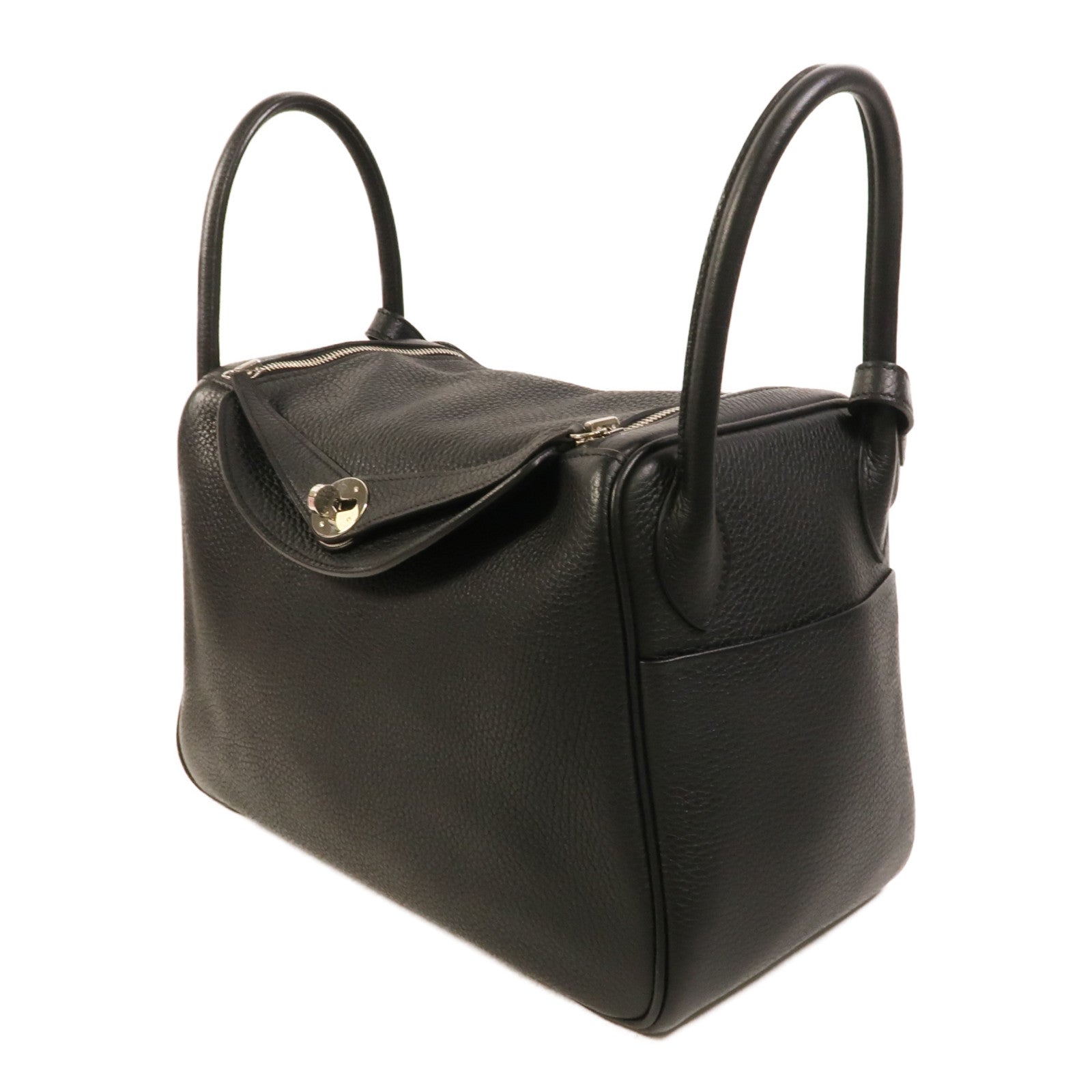 HERMES Clemence皮革Lindy 30手挽肩背兩用袋Noir
