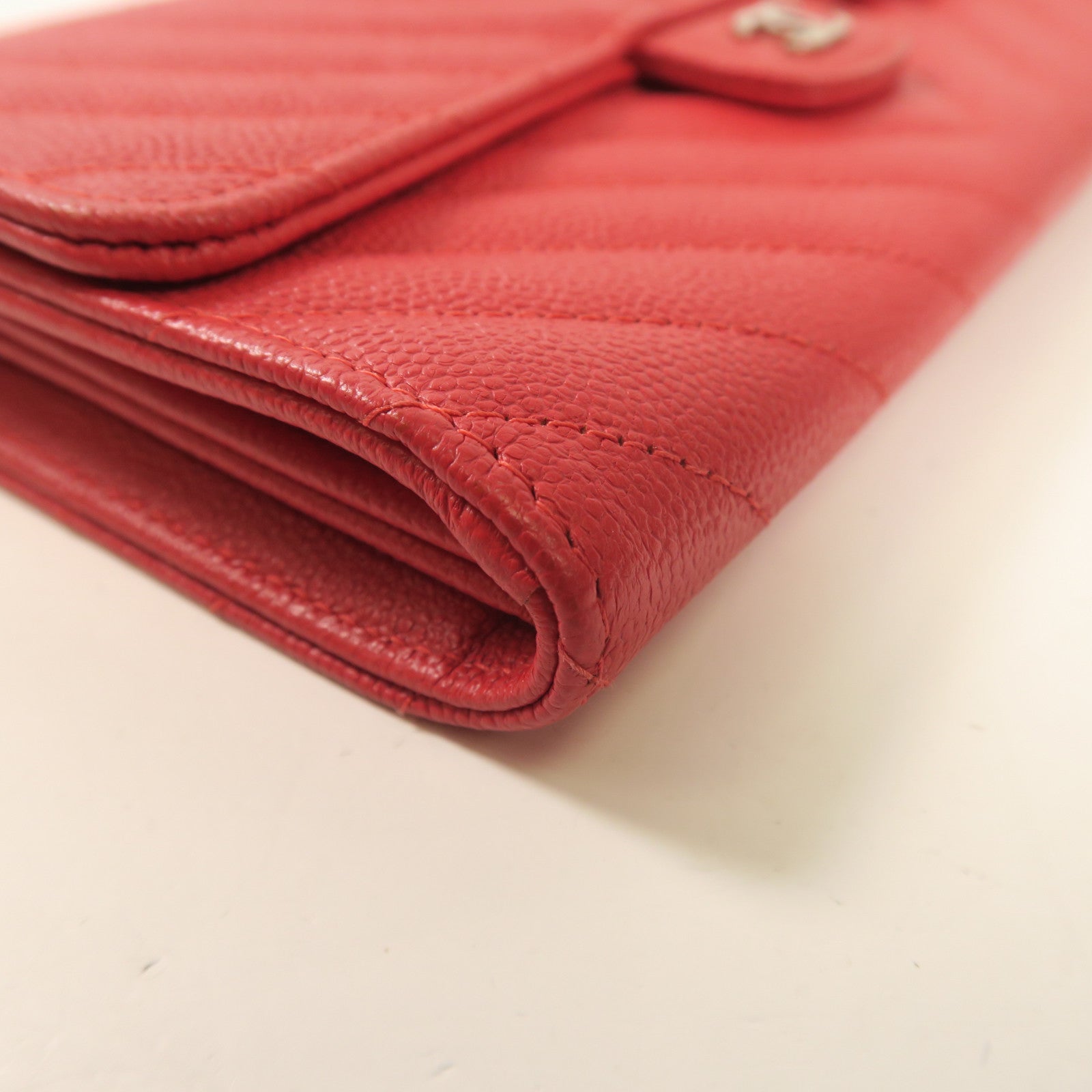 CHANEL 牛皮皮革Long Wallet銀扣長錢包