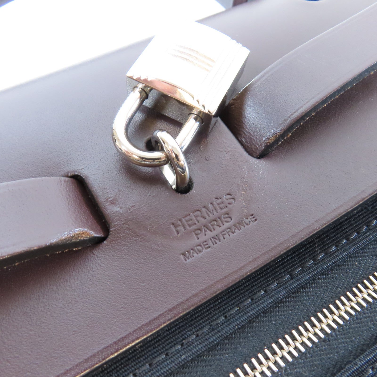 HERMES 【激減優惠】帆布/皮革Herbag PM銀扣手挽肩背兩用袋啡色/黑色