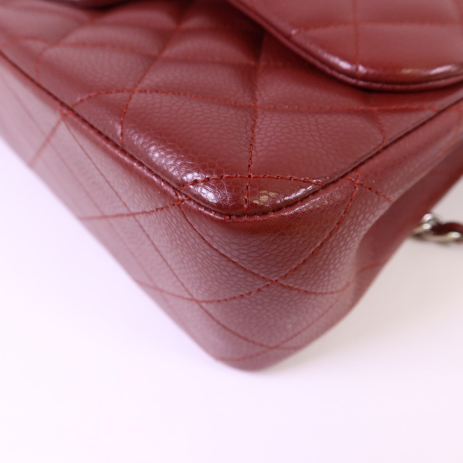 CHANEL 牛皮皮革Large Classic銀扣鏈帶肩背袋