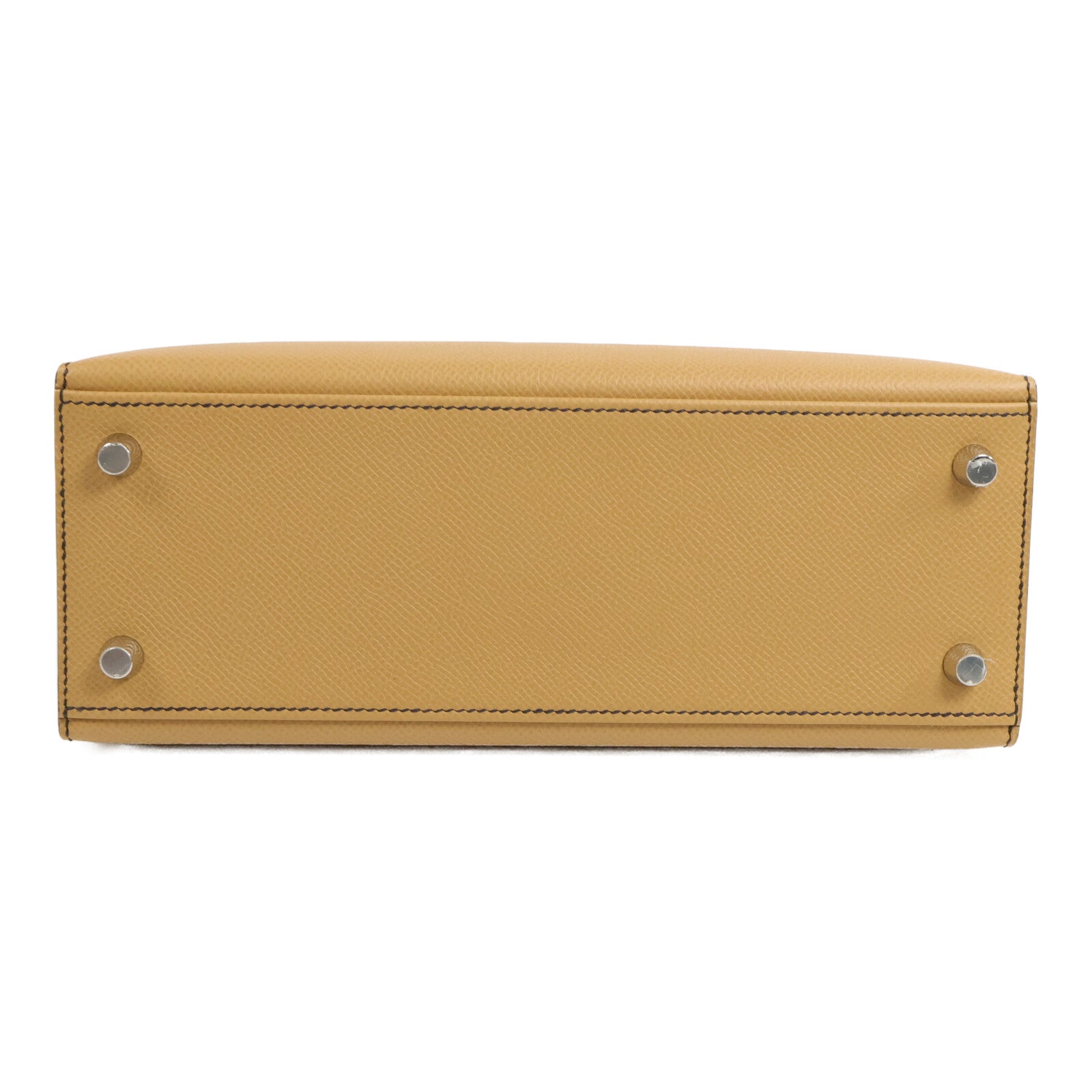 HERMES Epsom皮革Kelly Sellier 25手挽袋Noir/Biscuit