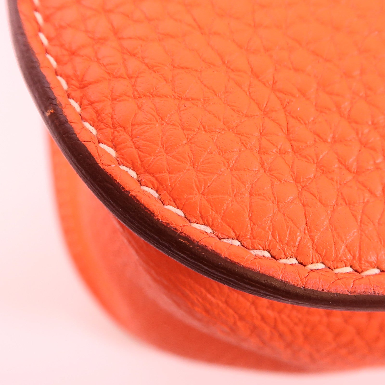 HERMES Clemence皮革Halzan 31銀扣手挽肩背兩用袋Orange Poppy