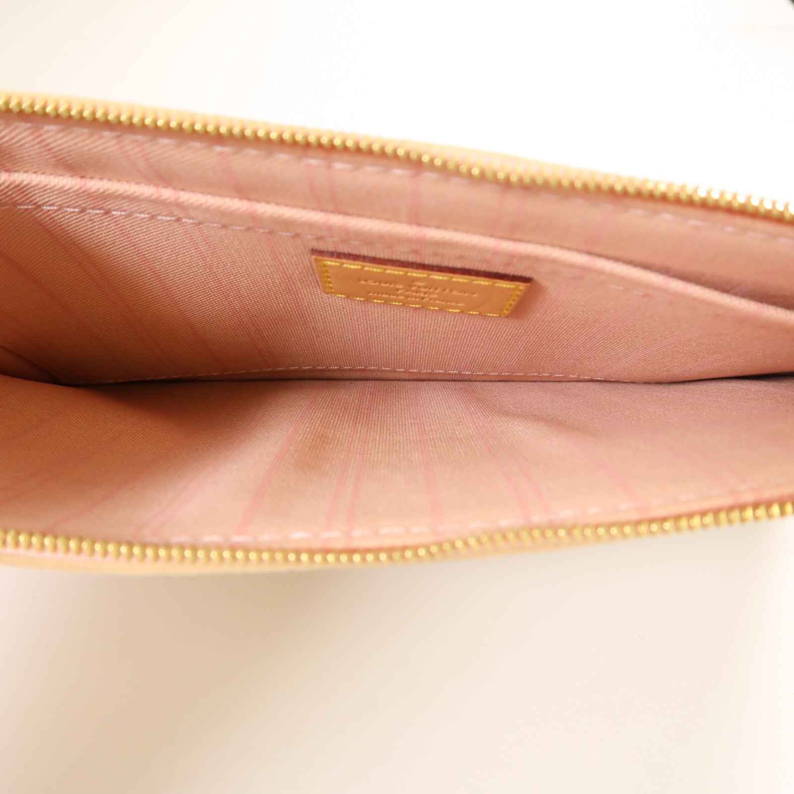 LOUIS VUITTON Damier Azur Neverfull MM金扣手挽袋白色
