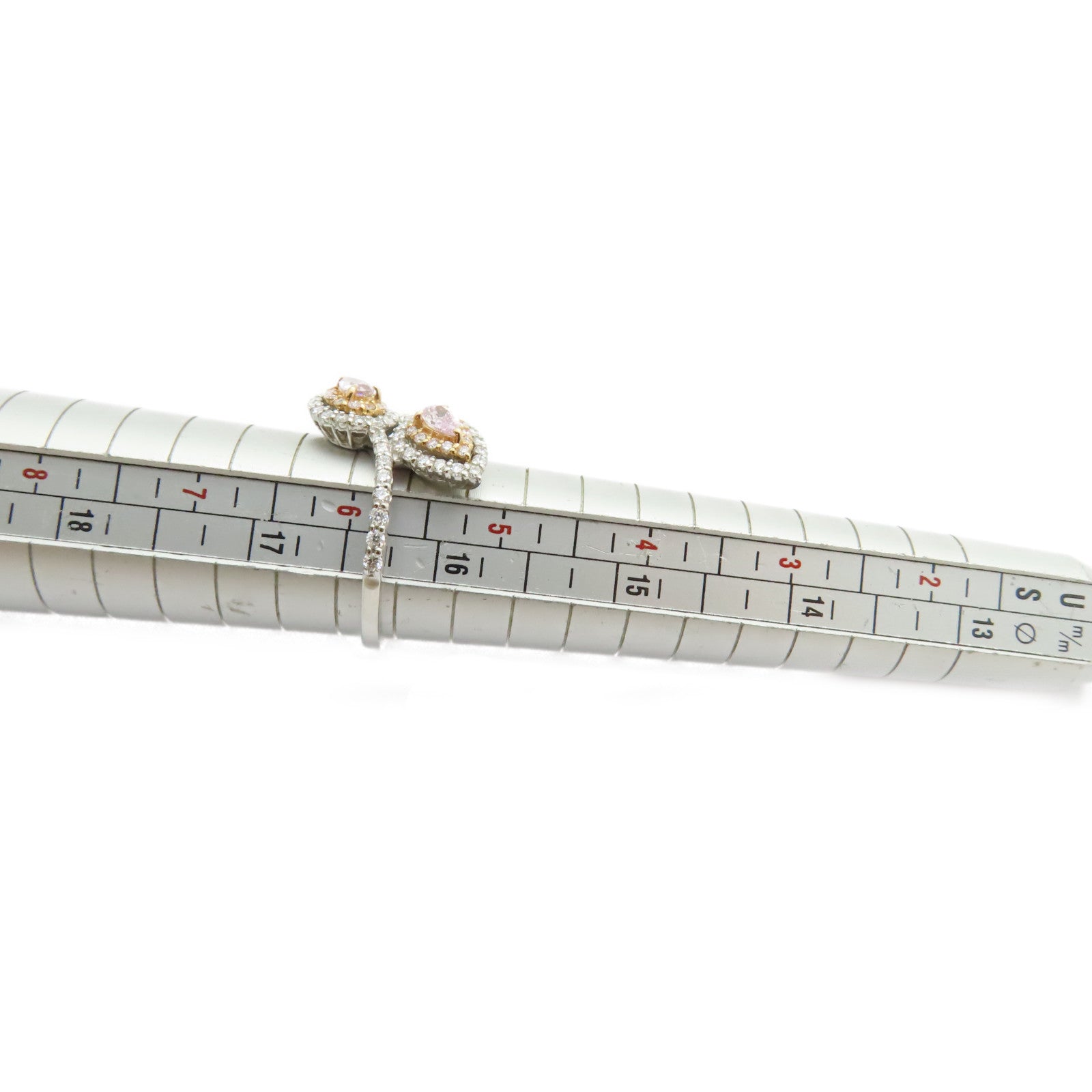 JEWELRY PT950鉑金/18K白金Pink Diamond Ring 0.130ct/0.115ct鑽石戒指US#5.75