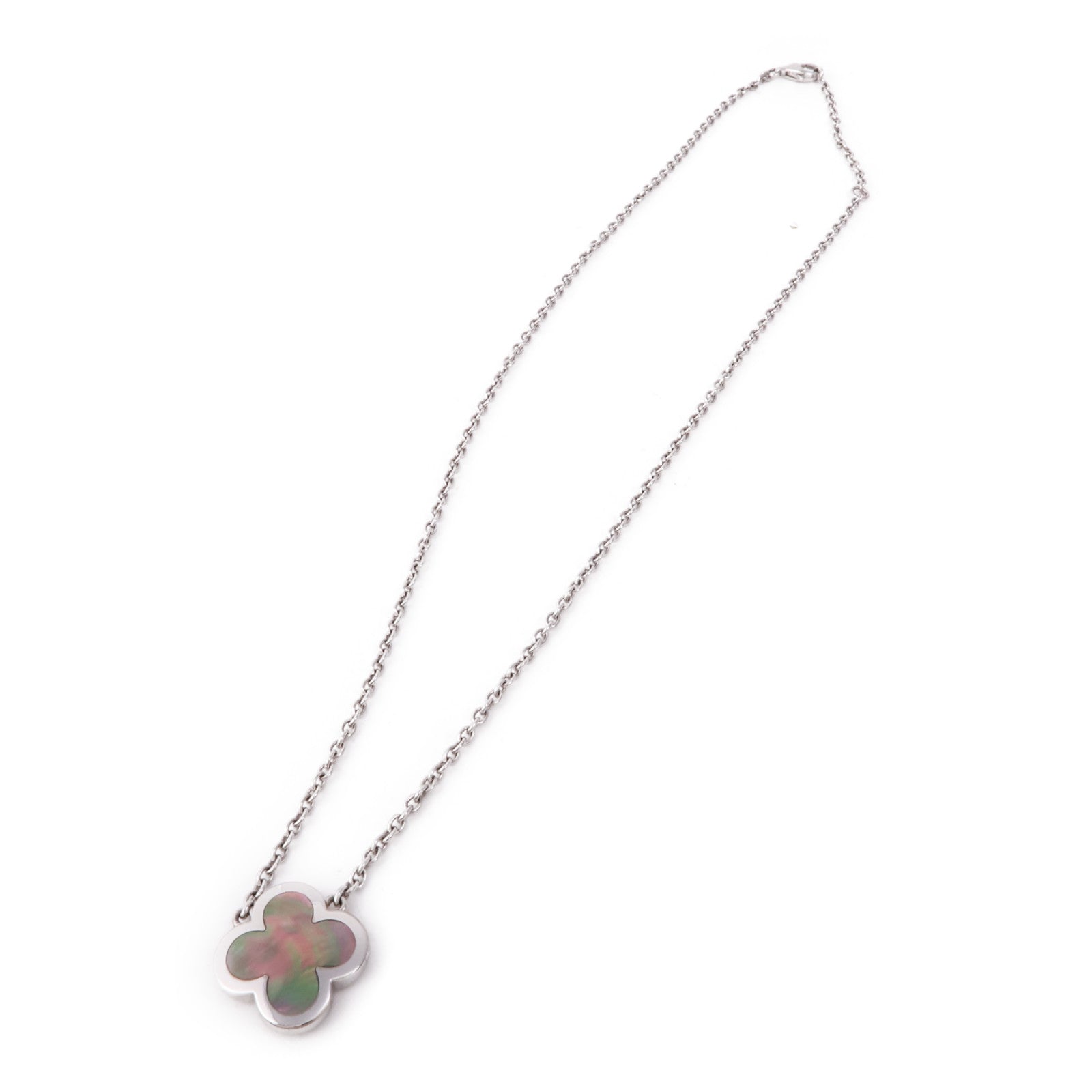 Van Cleef & Arpels 18K白金Pure Alhambra珍珠母貝項鍊