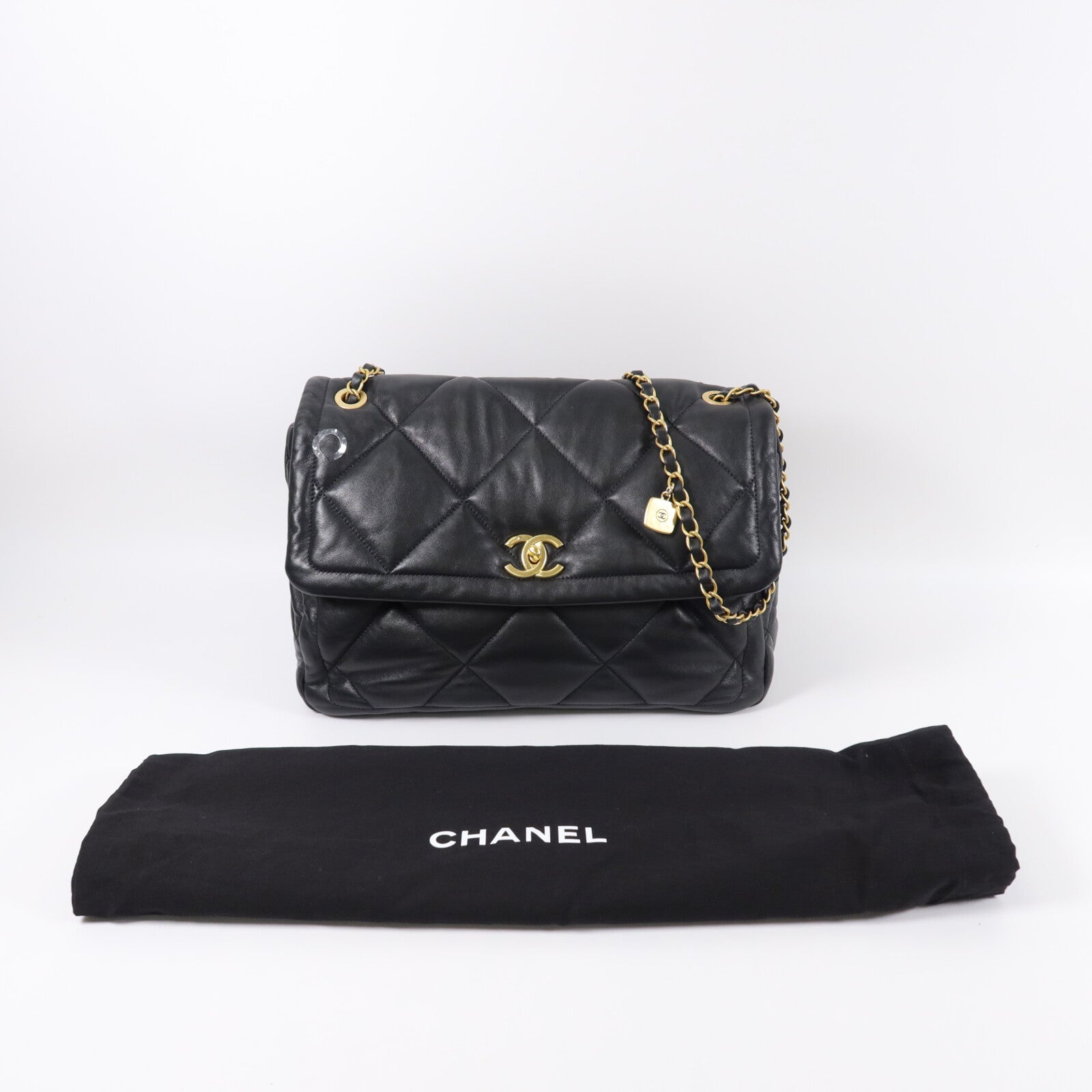 CHANEL 羊皮皮革25K Flap Bag Large鏈帶肩背袋
