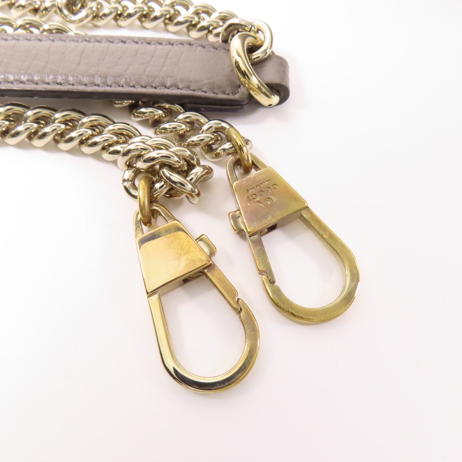 GUCCI 【激減優惠】皮革GG Interlock金扣鏈帶手挽肩背兩用袋