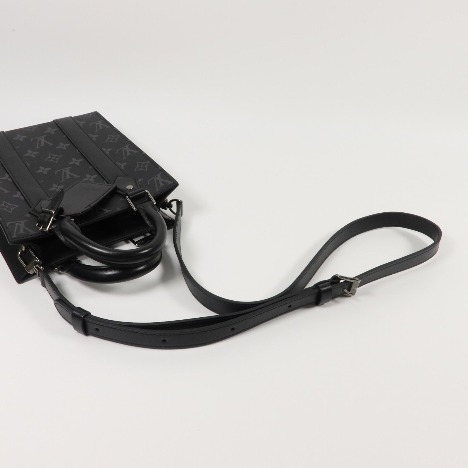 LOUIS VUITTON Monogram Eclipse Sac Plat Mini手挽肩背兩用袋