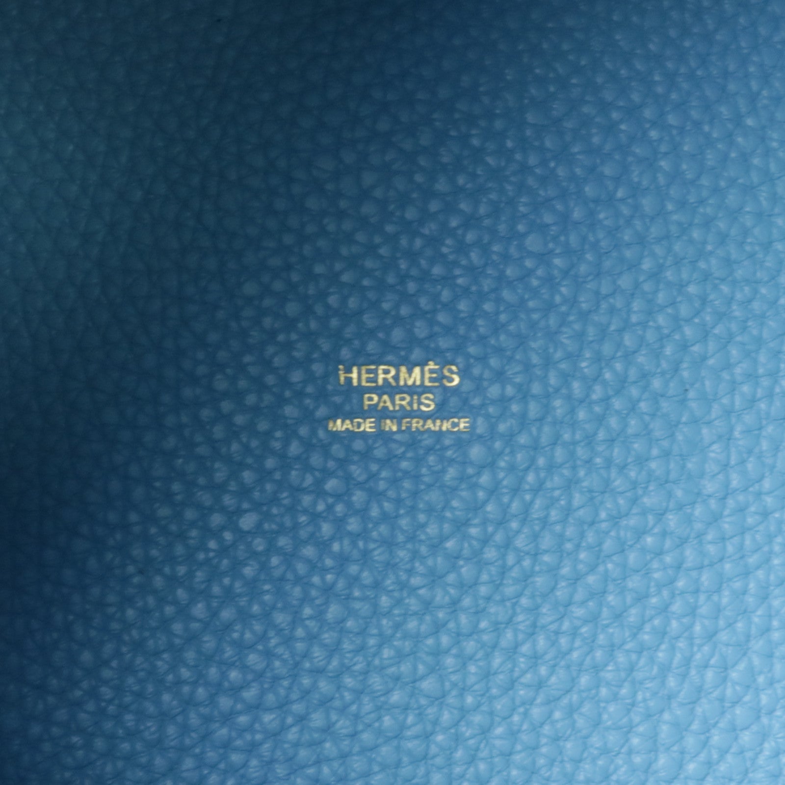 HERMES Clemence皮革Picotin MM金扣手挽袋Bleu Du Nord