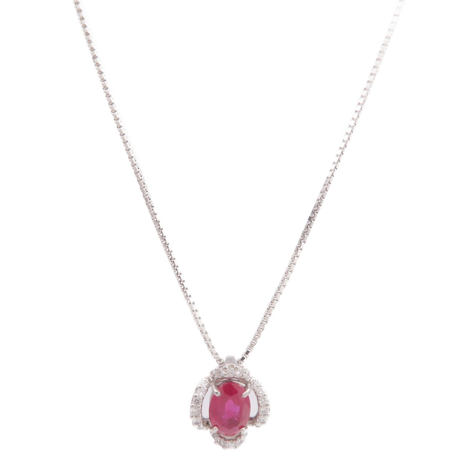 JEWELRY 【激減優惠】PT900/PT850鉑金Ruby Diamond Necklace紅寶石/鑽石項鍊