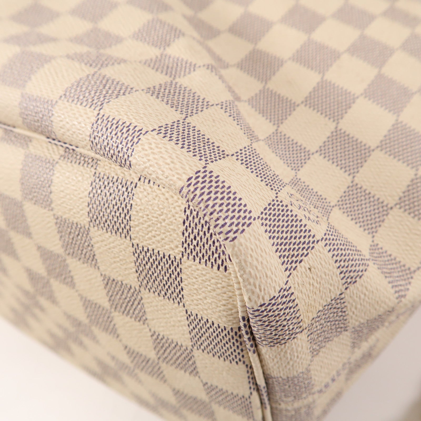 LOUIS VUITTON Damier Azur Neverfull MM金扣手挽袋白色