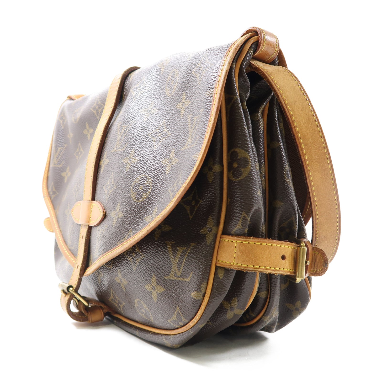 LOUIS VUITTON Monogram Saumur 30金扣肩背袋棕色