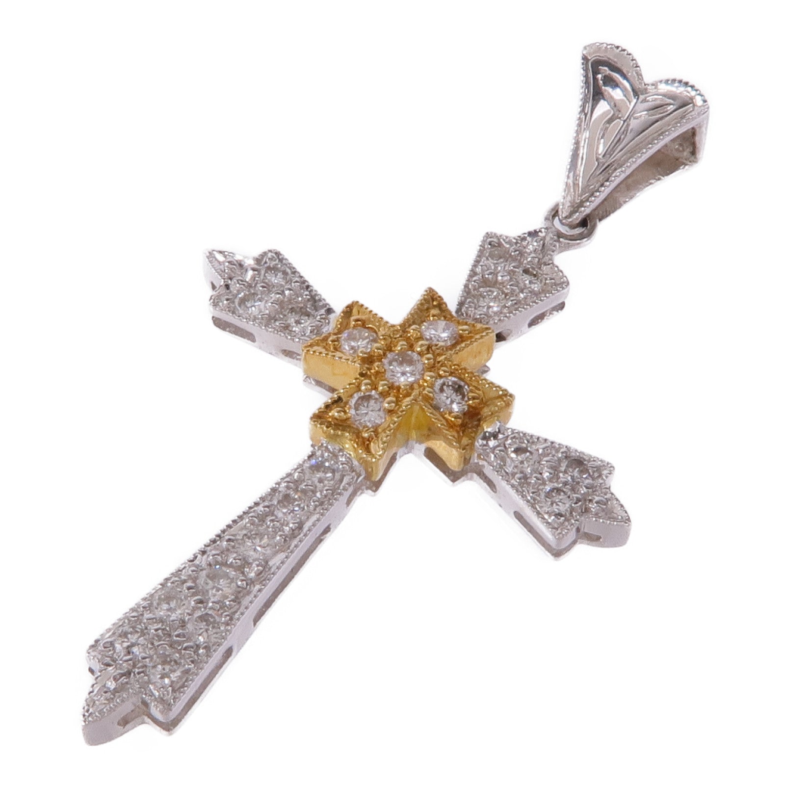 JEWELRY Diamond Pendant Top 18K Yellow White Gold