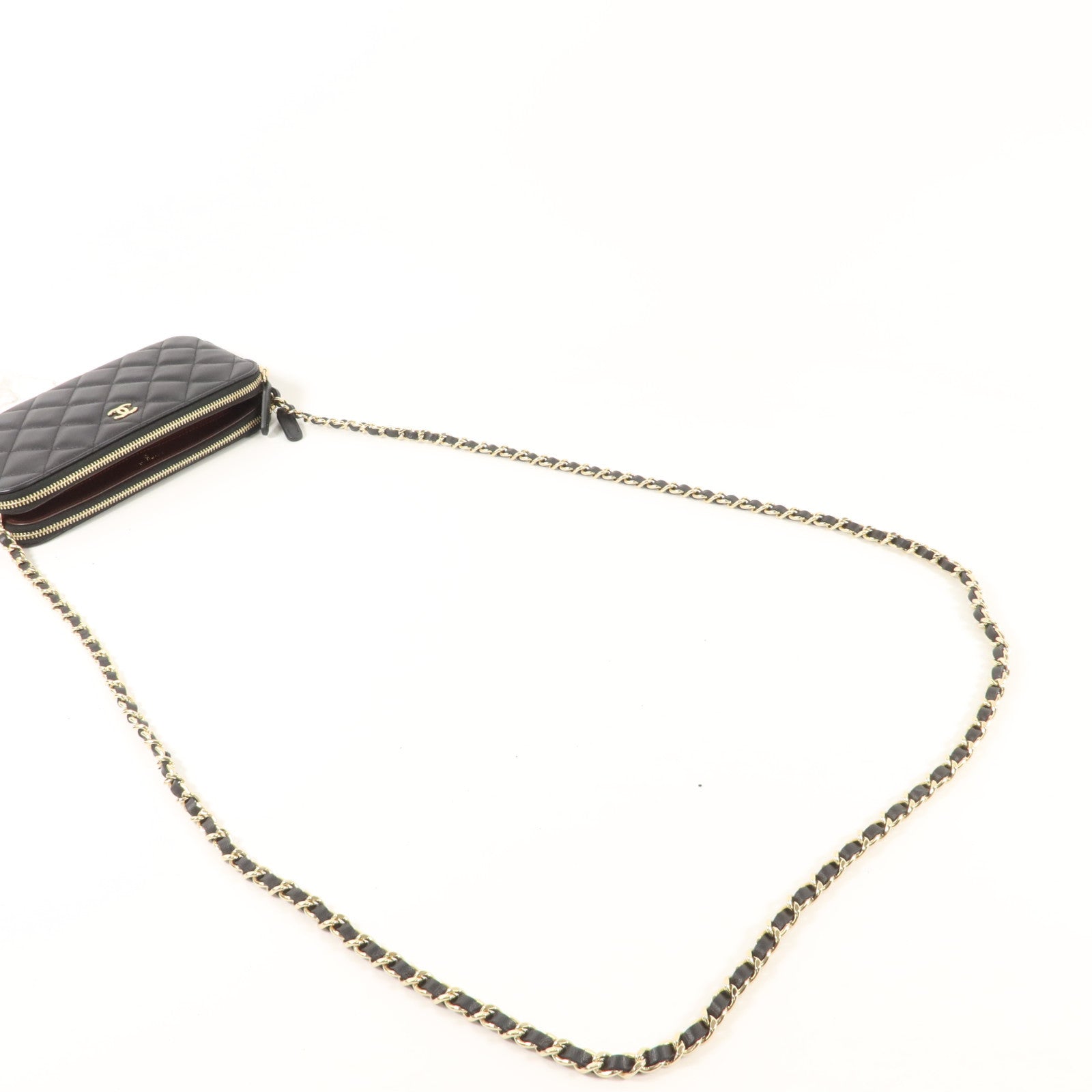CHANEL 羊皮皮革Chain Shoulder金扣鏈帶肩背袋