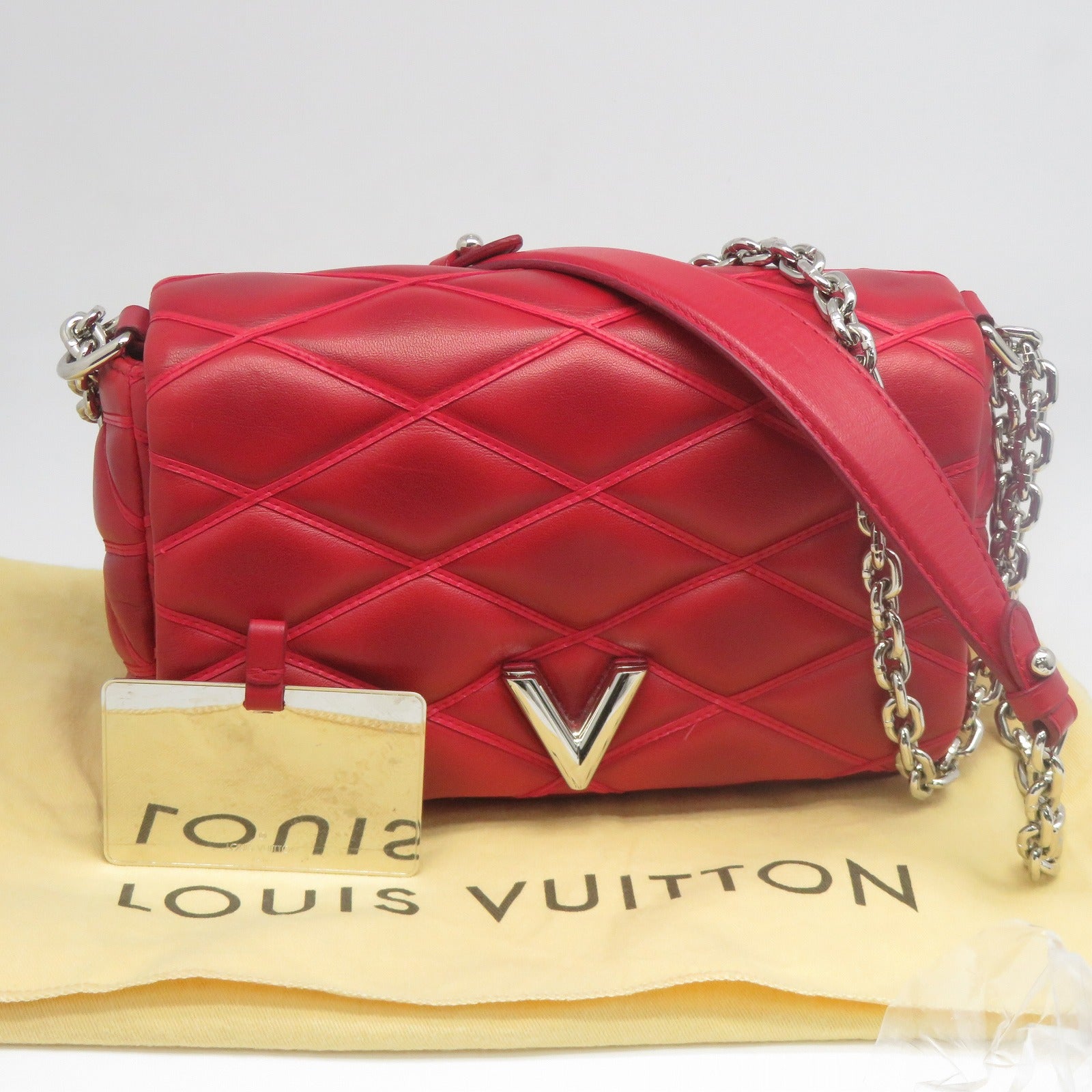 LOUIS VUITTON **【清倉大減價】Malletage Go-14 PM銀扣鏈帶肩背袋紅色