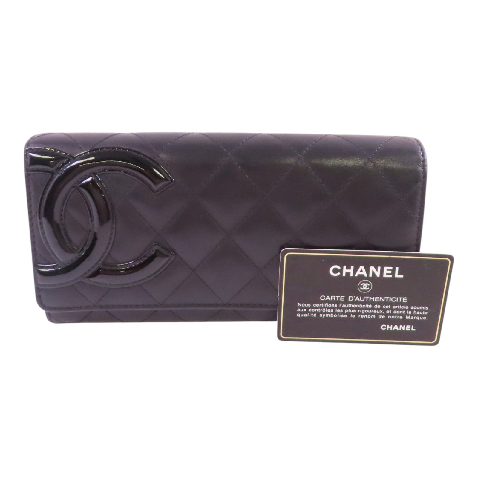 CHANEL 牛皮皮革Cambon Long Wallet銀扣長錢包