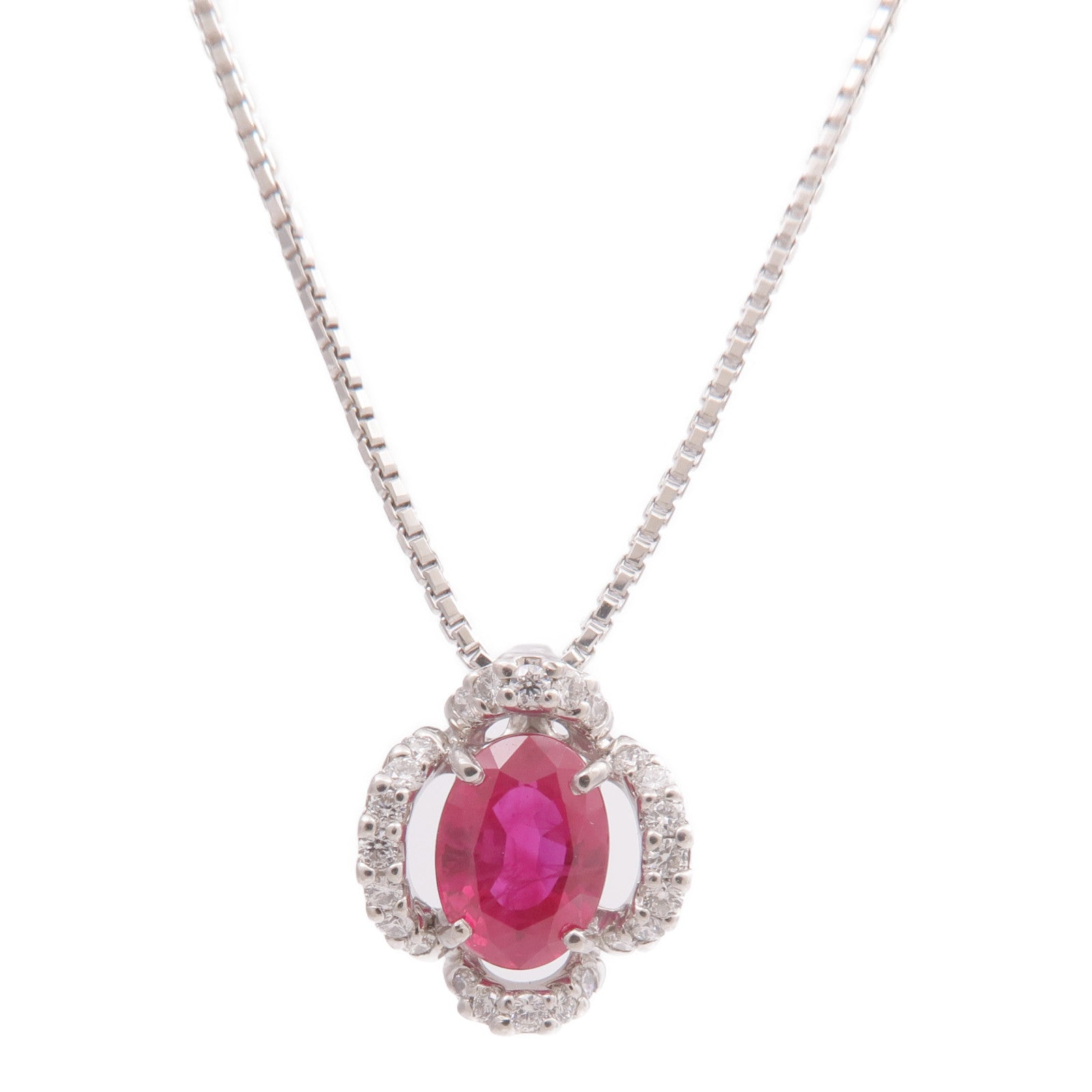 JEWELRY 【激減優惠】PT900/PT850鉑金Ruby Diamond Necklace紅寶石/鑽石項鍊
