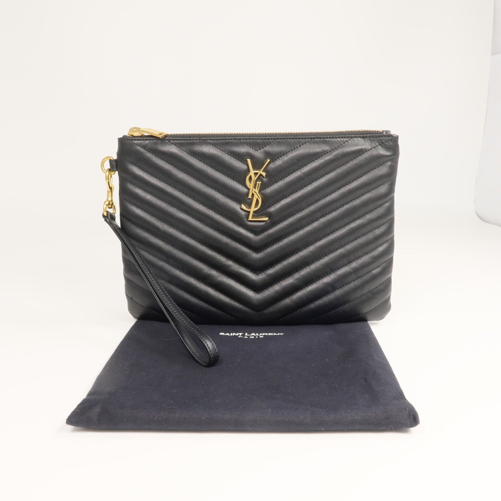 SAINT LAURENT 牛皮皮革Pouch手拿包