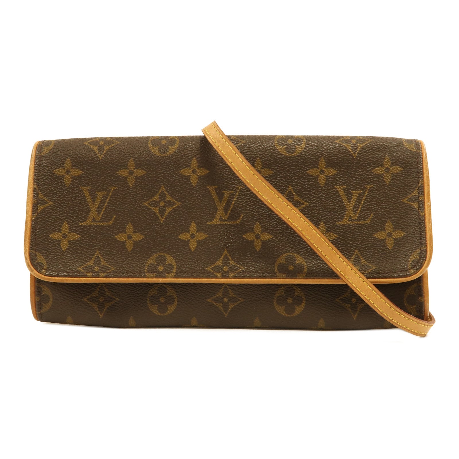 LOUIS VUITTON Monogram Pochette Twin GM金扣肩背袋啡色