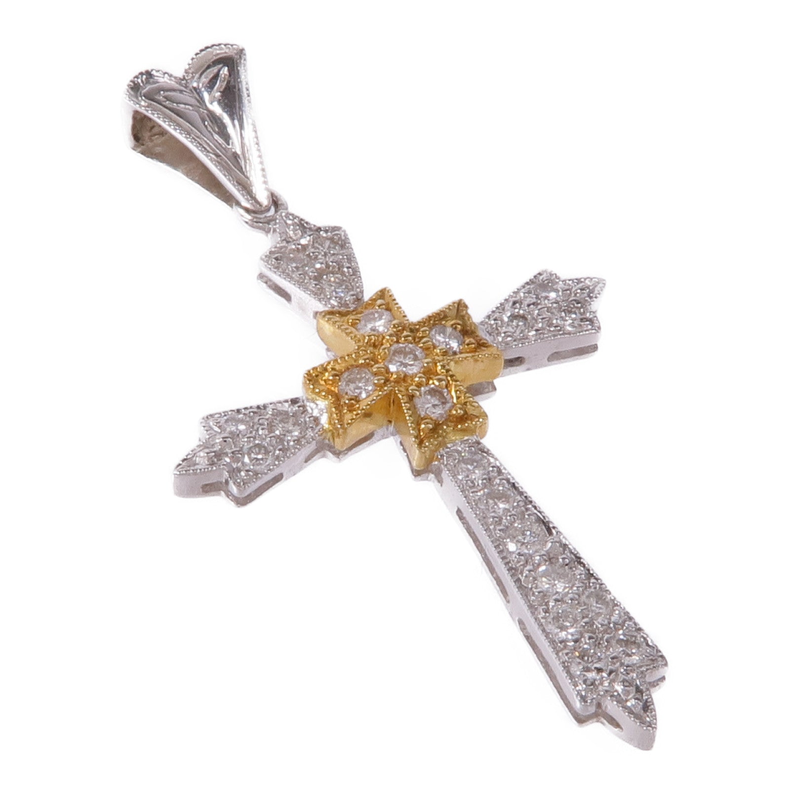 JEWELRY Diamond Pendant Top 18K Yellow White Gold