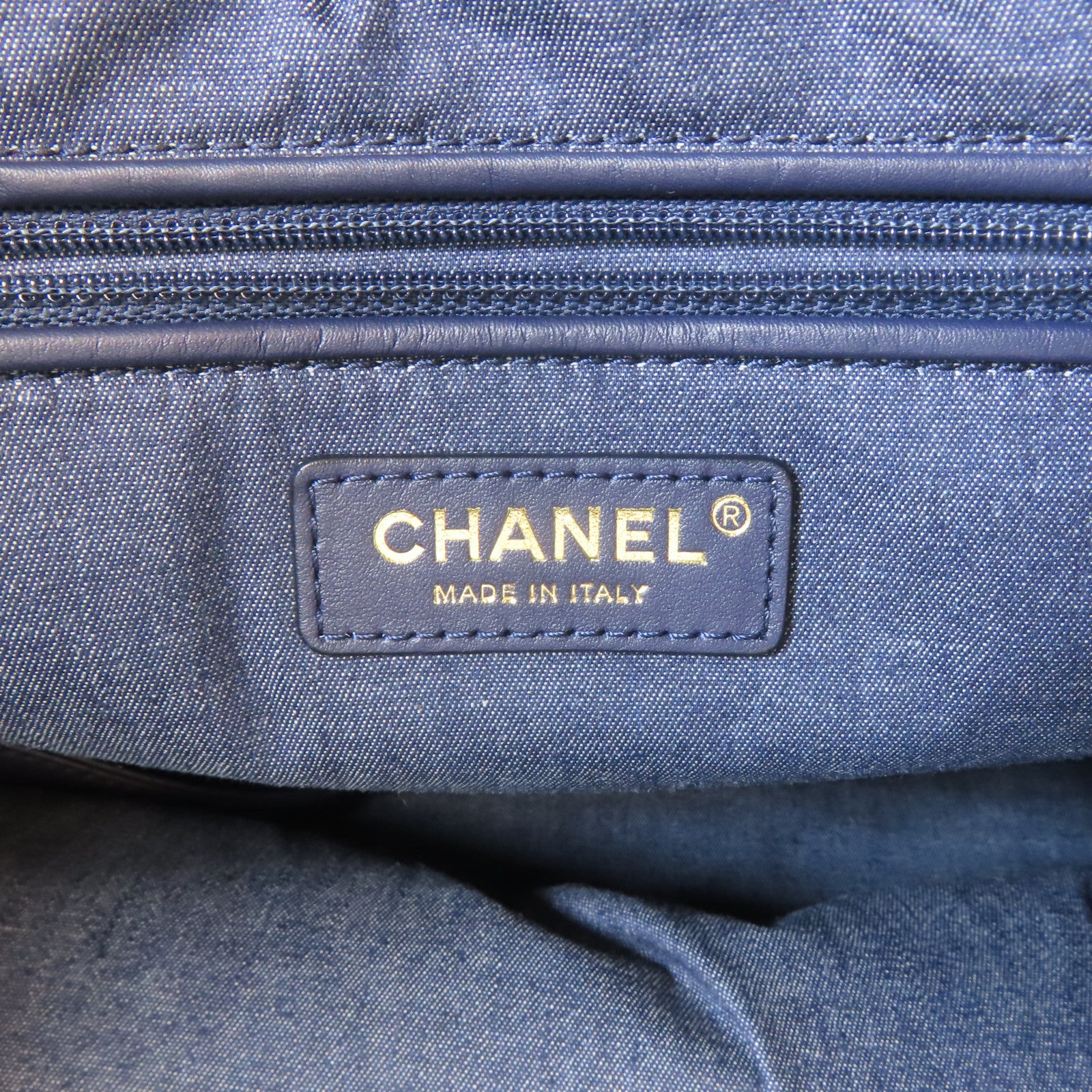 CHANEL 牛仔布 Shoulder Tote Bag金扣肩背袋/手挽袋藍色