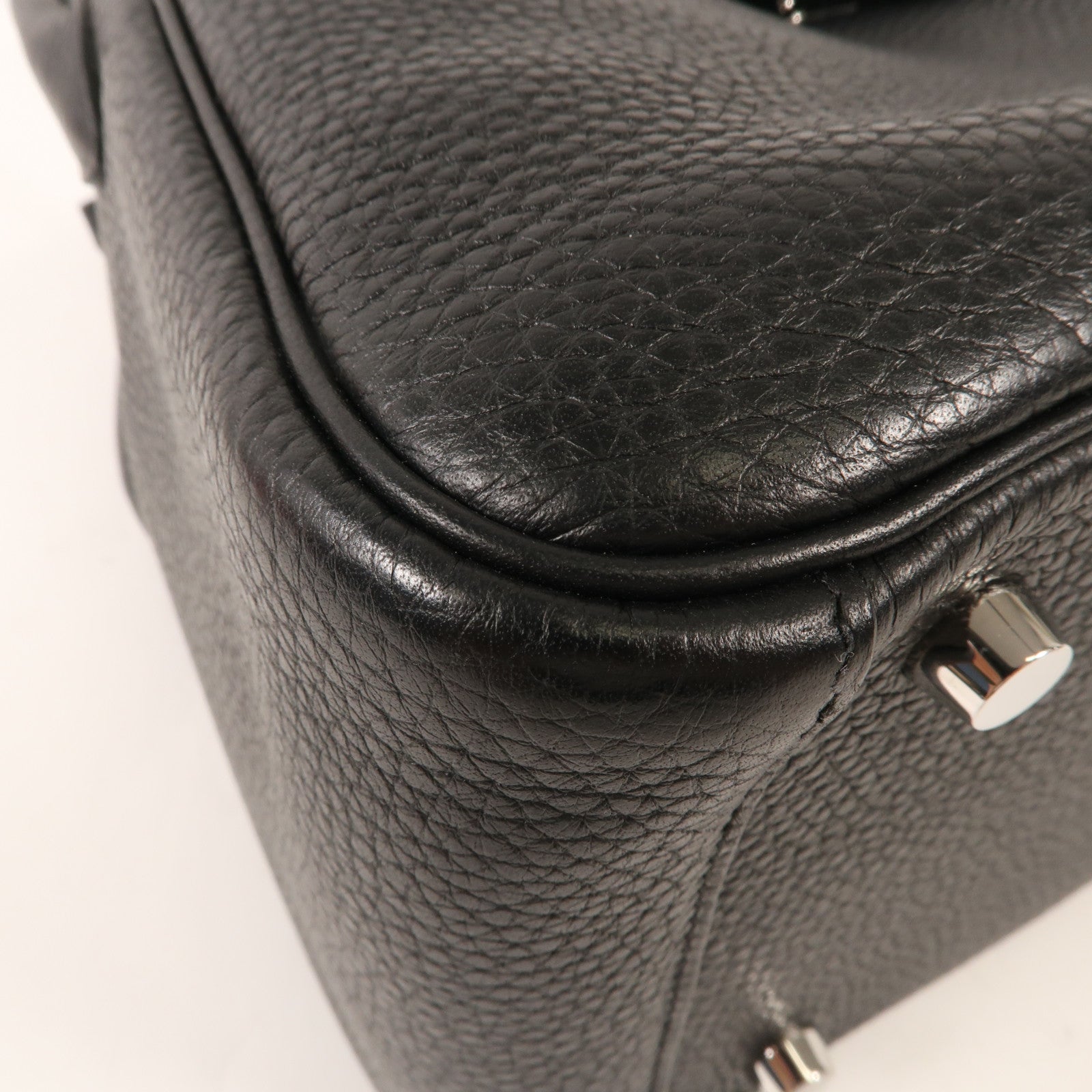 HERMES Clemence皮革Lindy 26銀扣手挽肩背兩用袋Noir