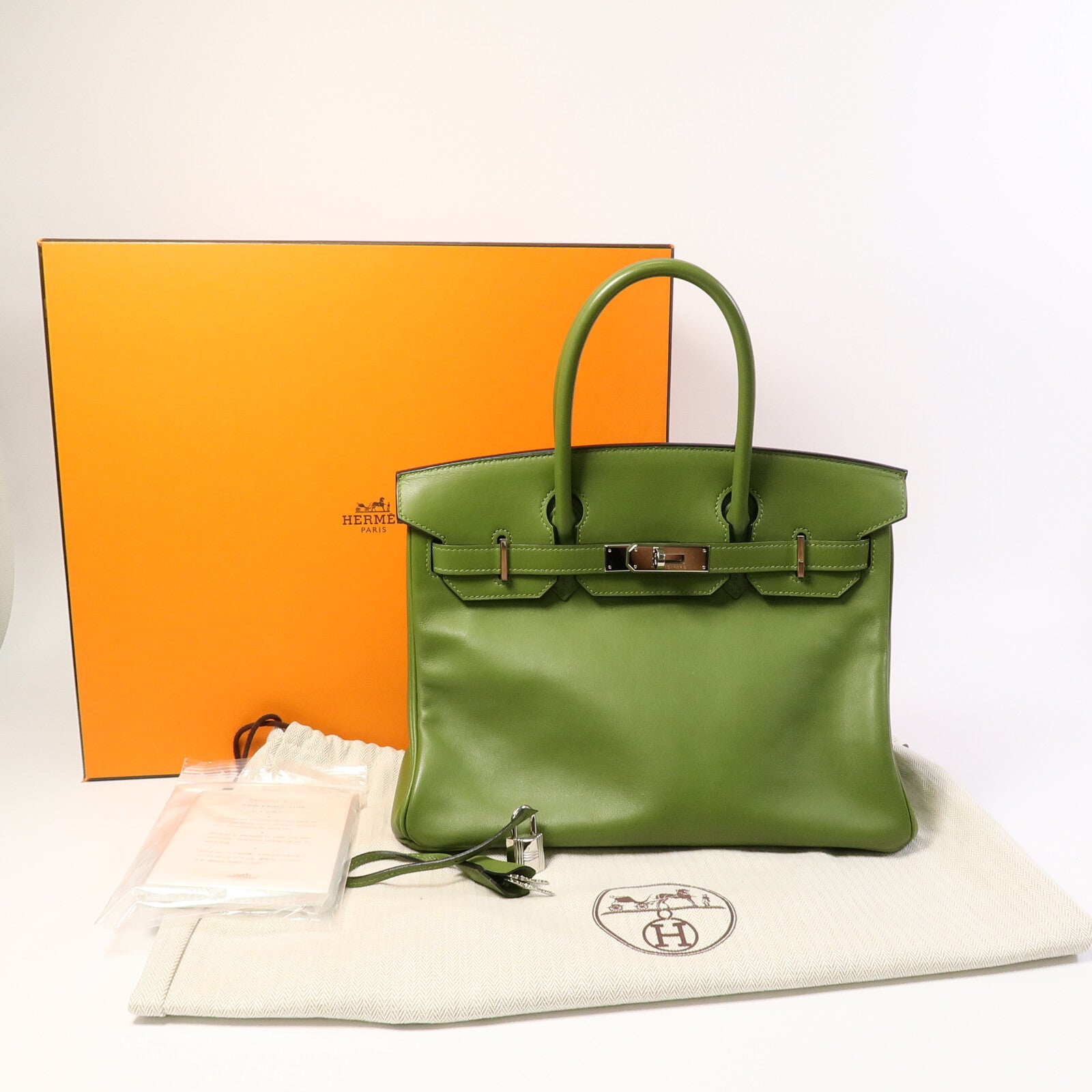HERMES Swift皮革Birkin 30手挽袋Pelouse