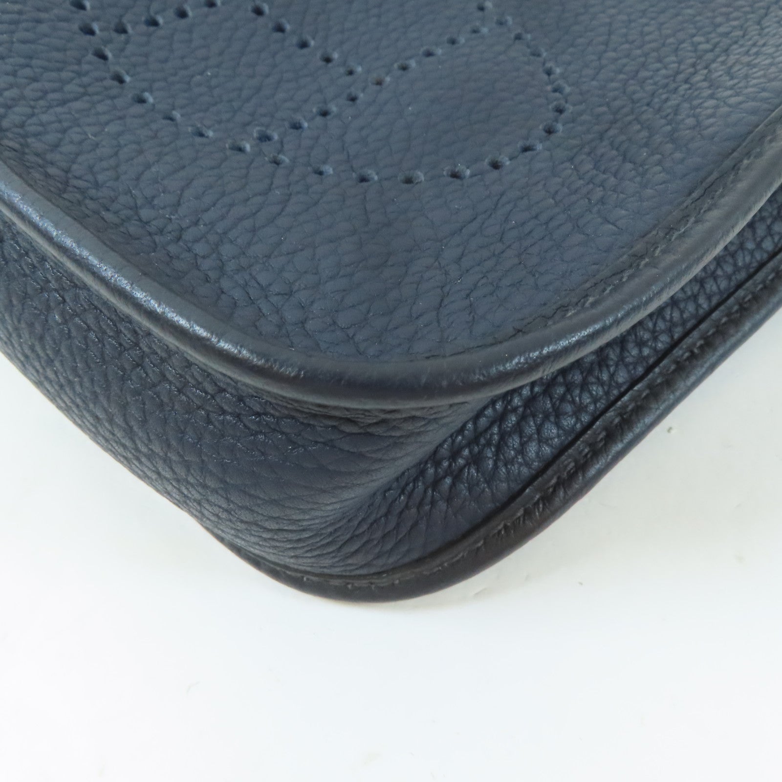 HERMES Clemence皮革Evelyne TPM銀扣肩背袋Bleu Nuit/深夜藍色