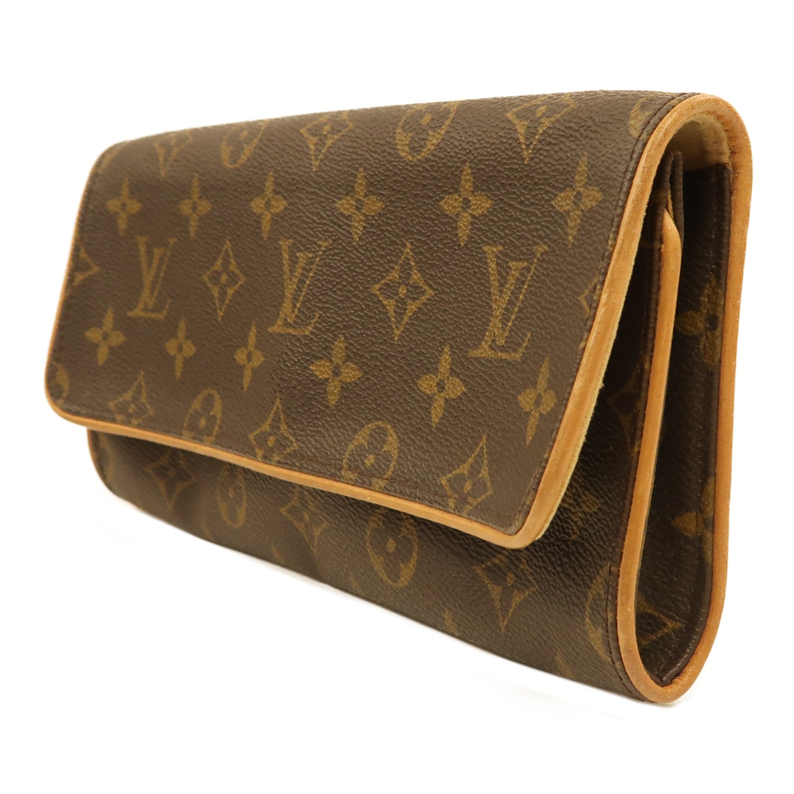 LOUIS VUITTON Monogram Pochette Twin GM金扣肩背袋啡色