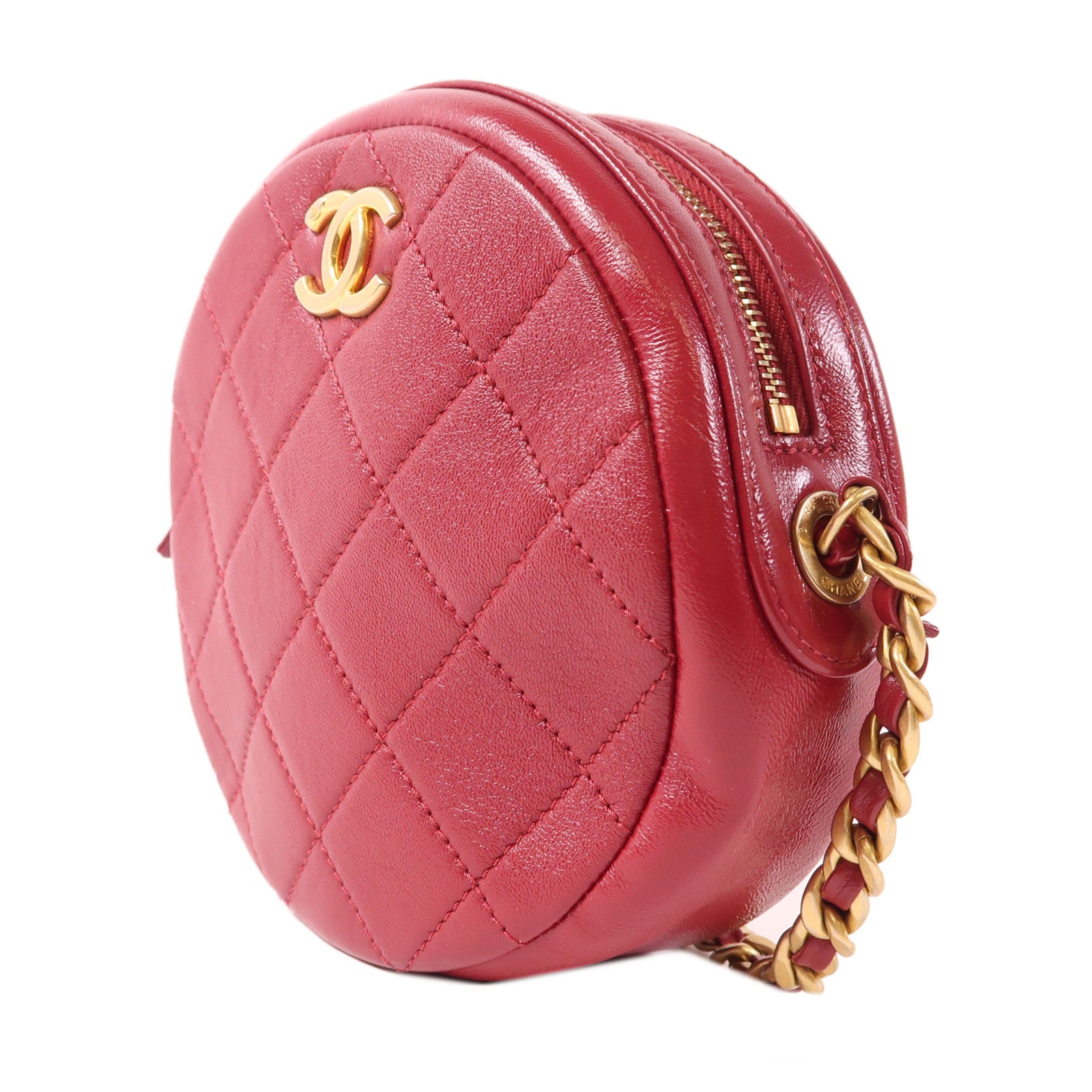 CHANEL 牛皮皮革Chain Shoulder金扣鏈帶肩背袋