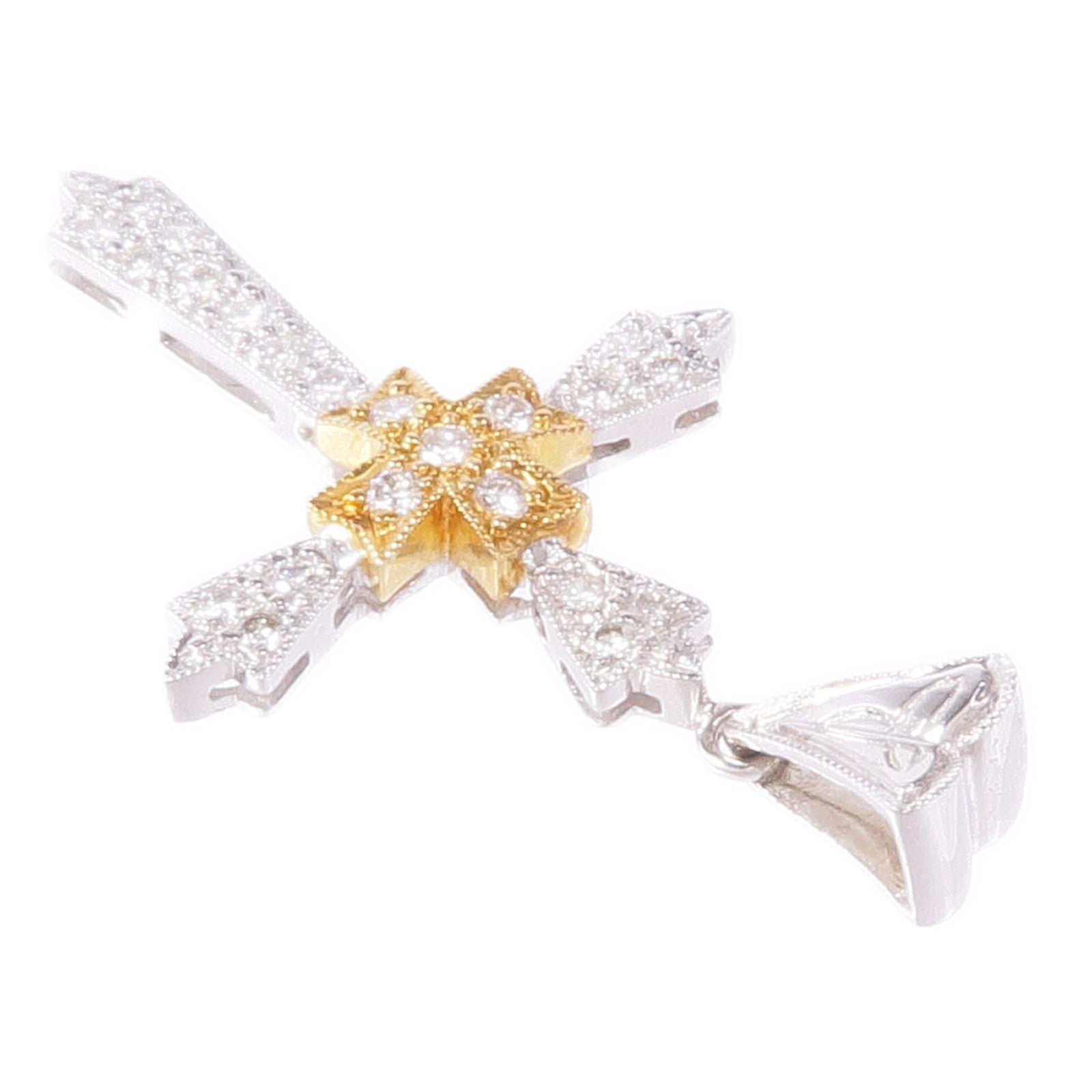 JEWELRY Diamond Pendant Top 18K Yellow White Gold