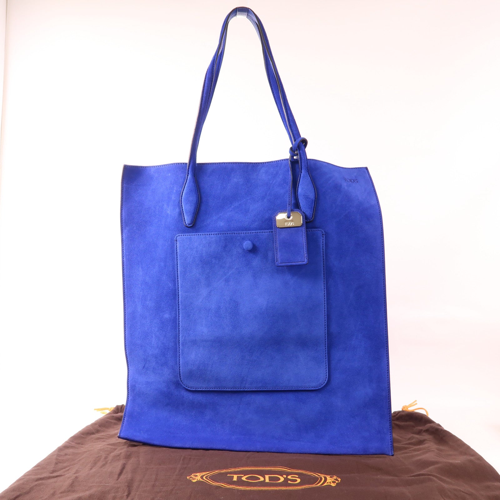 TOD'S 麂皮皮革Tote Bag銀扣肩背袋