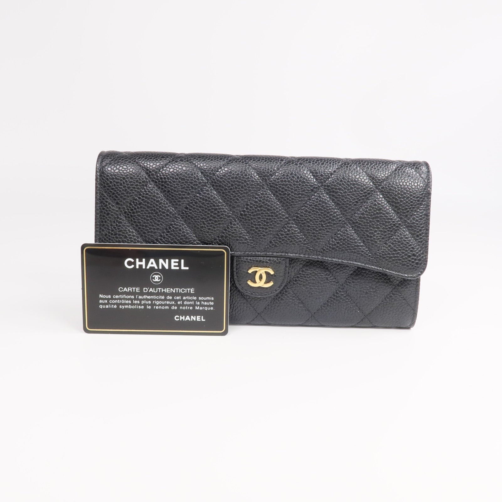 CHANEL 牛皮皮革Classic Long Flap Wallet金扣長錢包