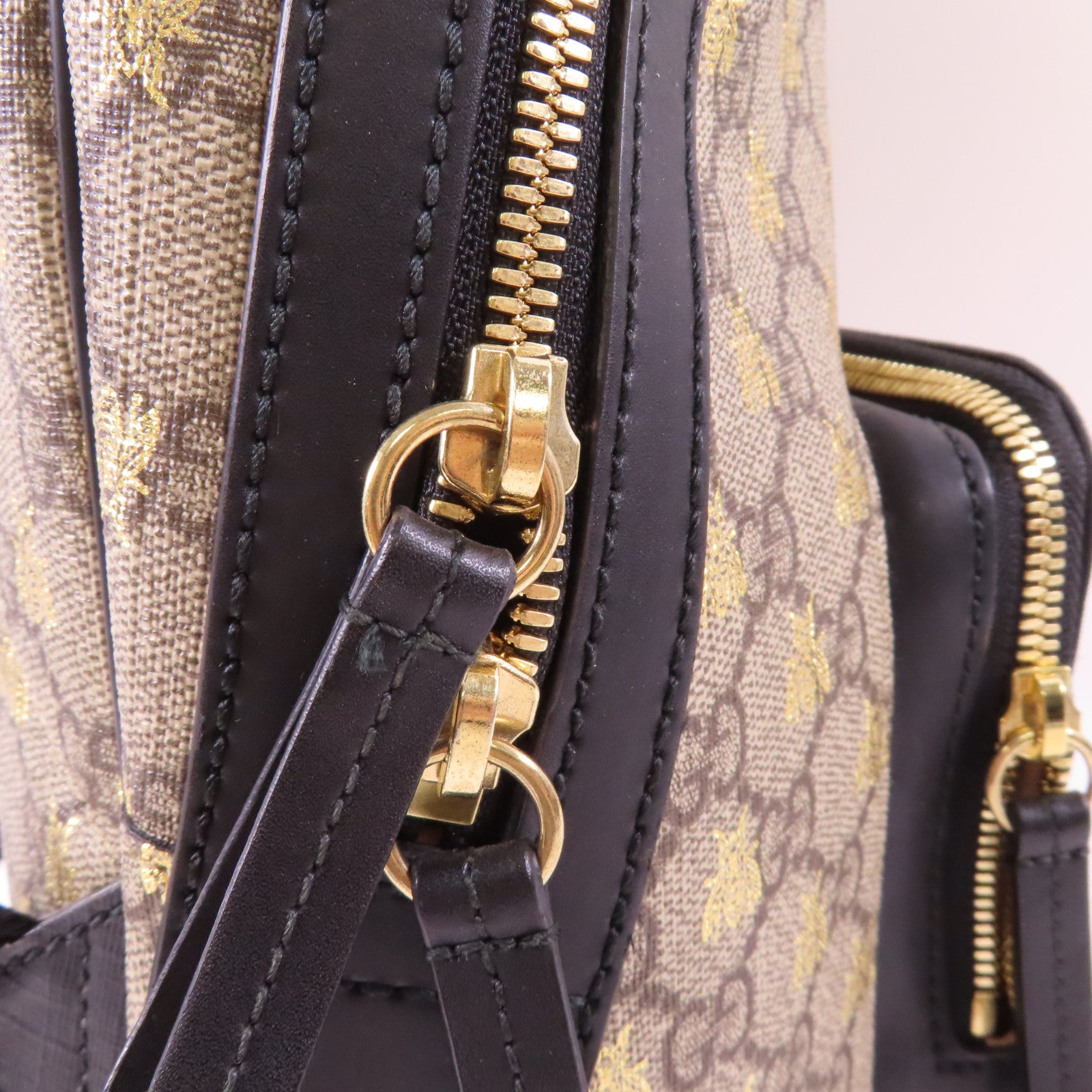 GUCCI 塗層帆布GG Supreme Embroidered Rucksack金扣背包啡色