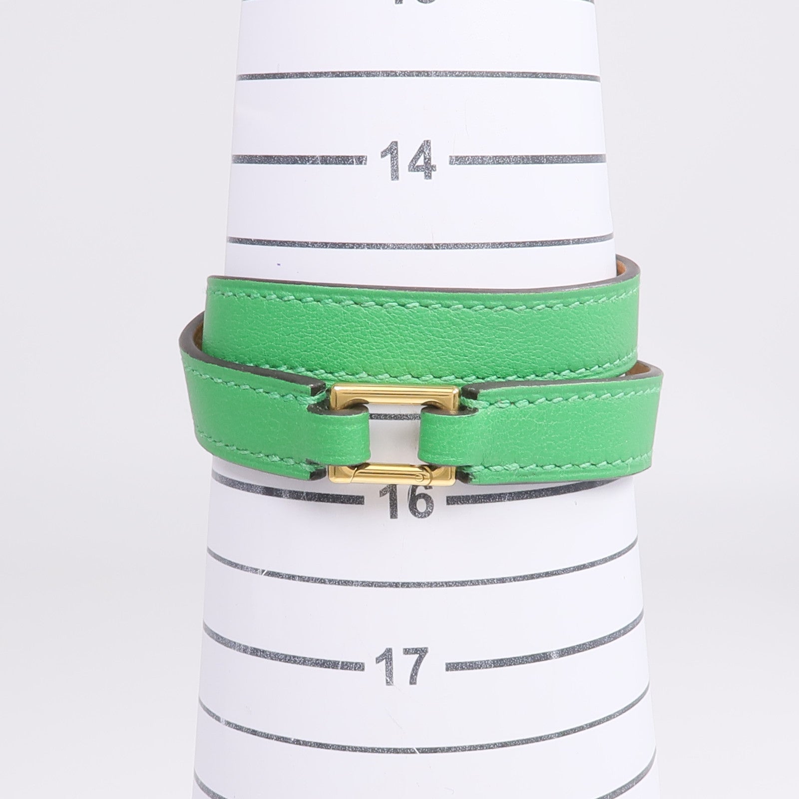 HERMES Swift皮革Rivale Double Tour Bracelet金扣手鏈Menthe