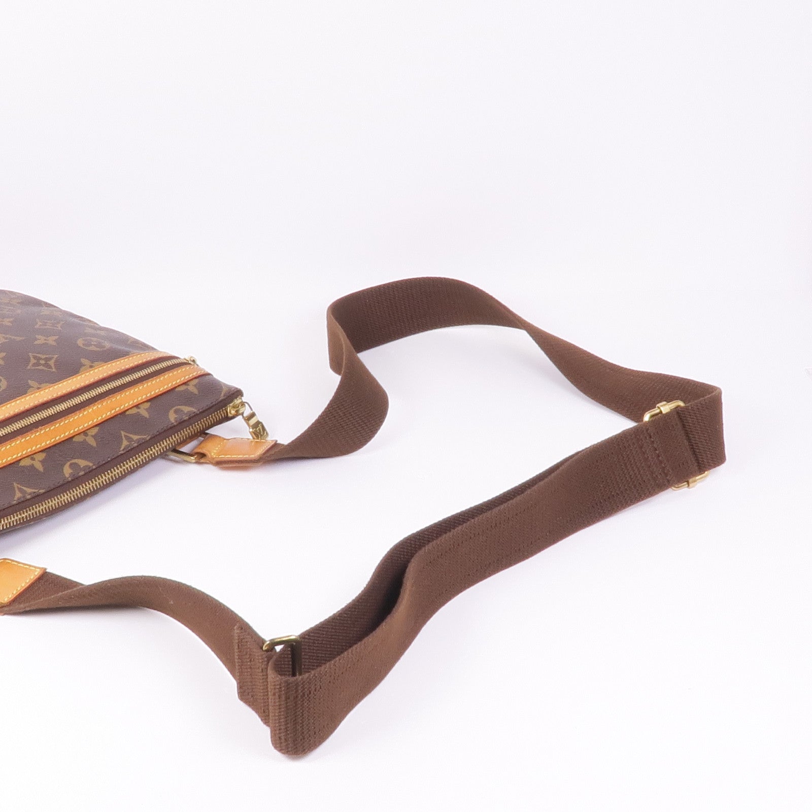 LOUIS VUITTON Monogram Pochette Bosphore金扣肩背袋棕色