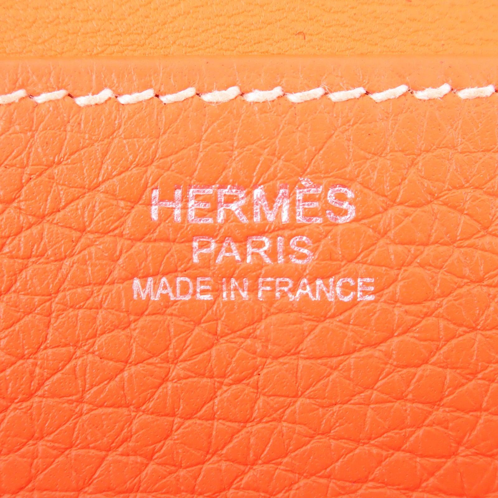 HERMES Clemence皮革Halzan 31銀扣手挽肩背兩用袋Orange Poppy