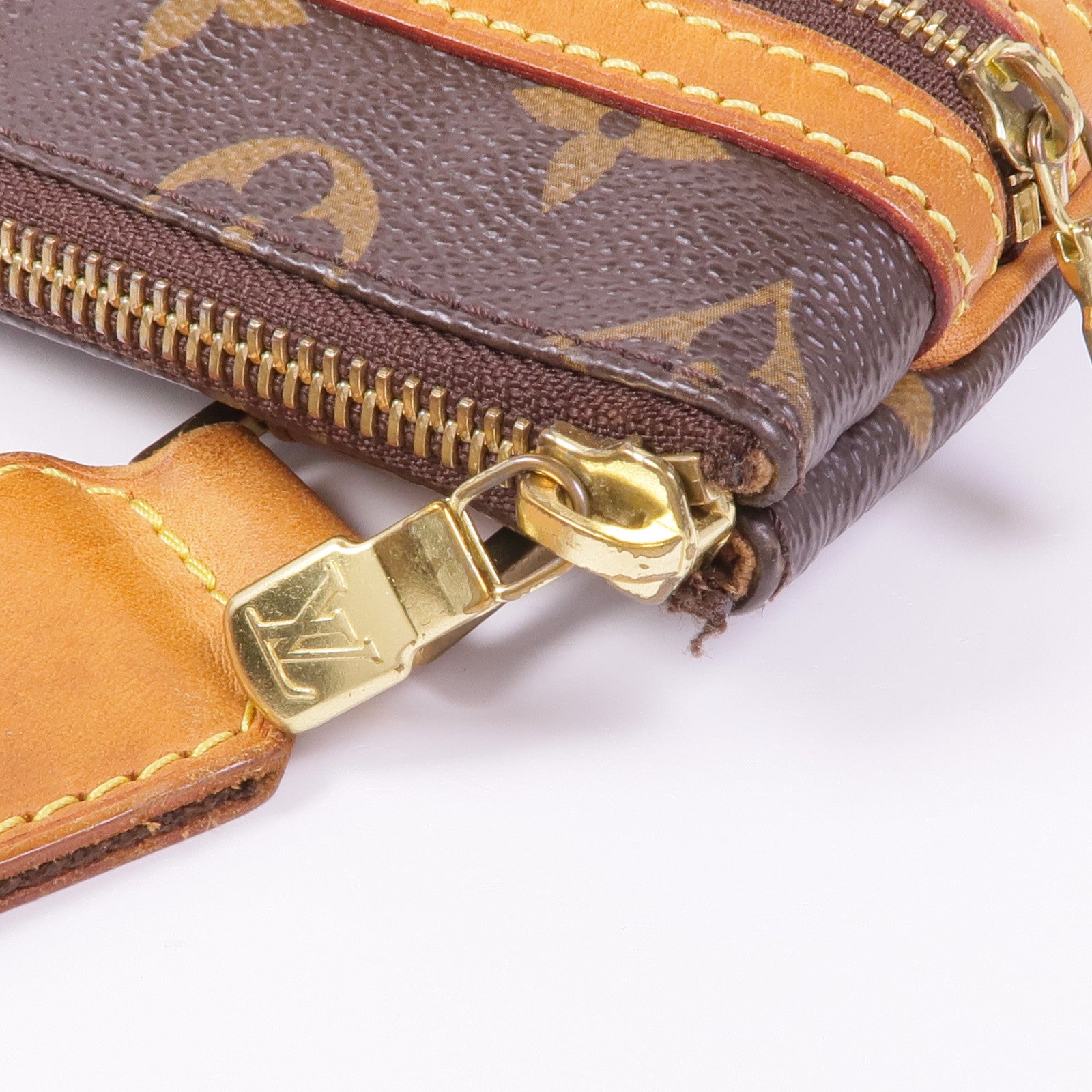 LOUIS VUITTON Monogram Pochette Bosphore金扣肩背袋棕色