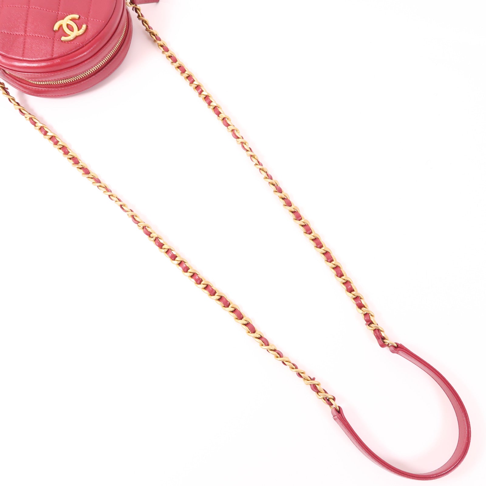 CHANEL 牛皮皮革Chain Shoulder金扣鏈帶肩背袋