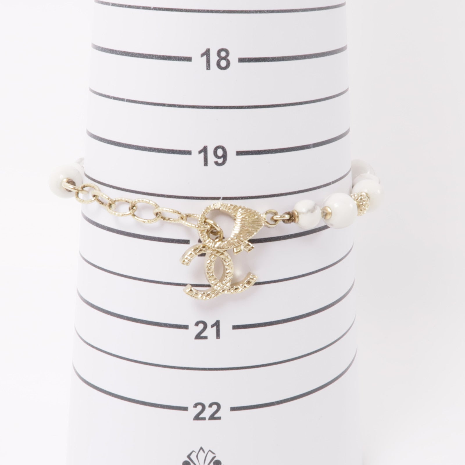 CHANEL PVC/金屬Bracelet手鏈白色/金色