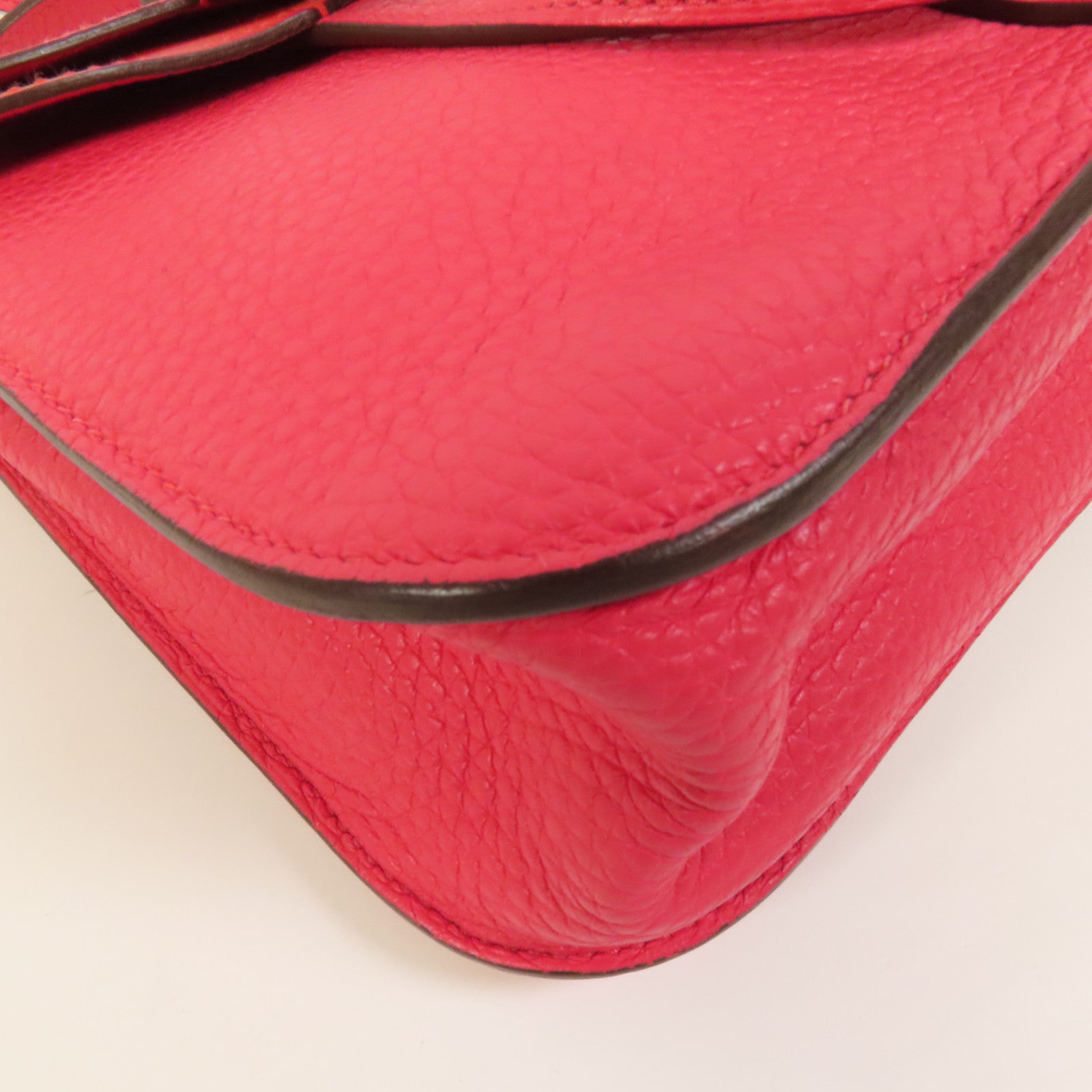 HERMES Clemence皮革Halzan 25銀扣手挽肩背兩用袋Rose Extreme