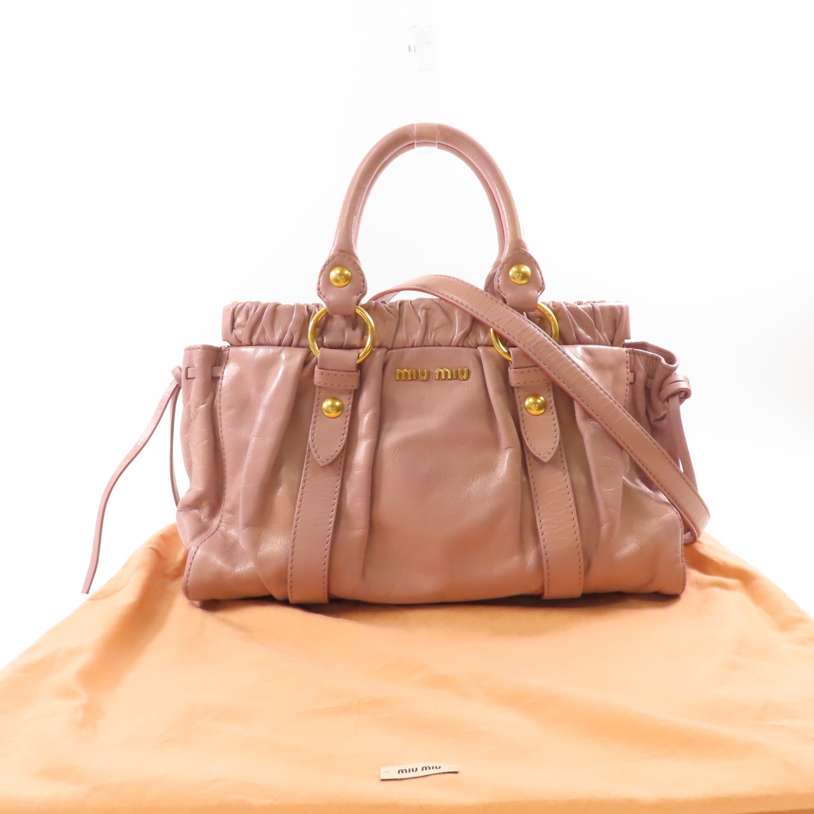 Miu Miu 牛皮皮革2 Way Shoulder金扣手挽肩背兩用袋紫色