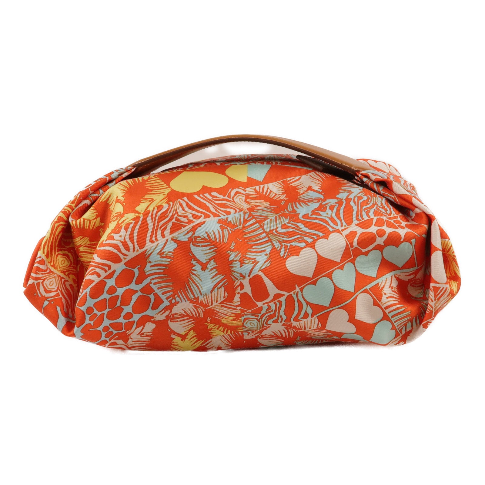 HERMES 絲質Balusoie Bag手挽袋Capucine/Bleu Zephyr