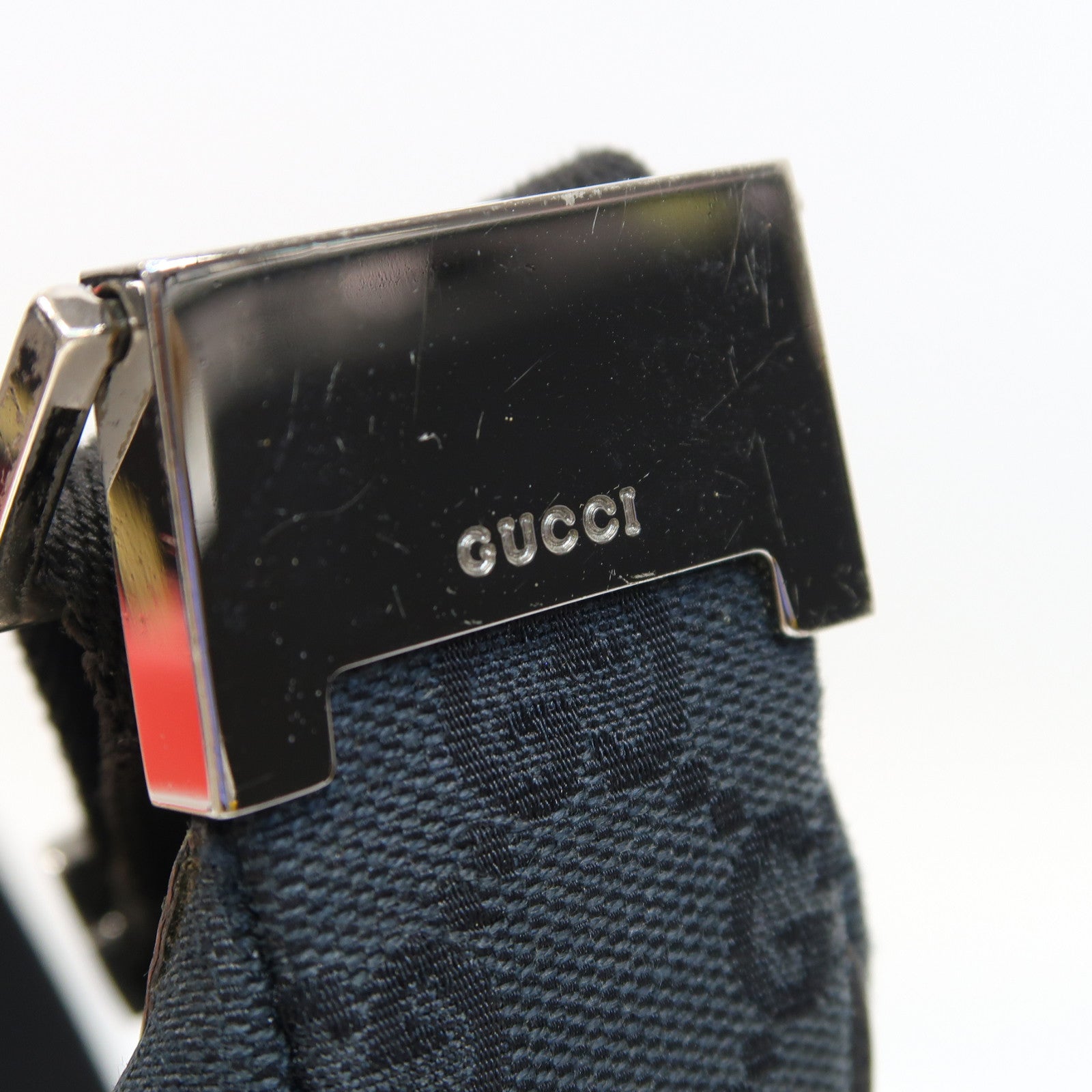 GUCCI 帆布Shoulder Bag銀扣肩背袋黑色