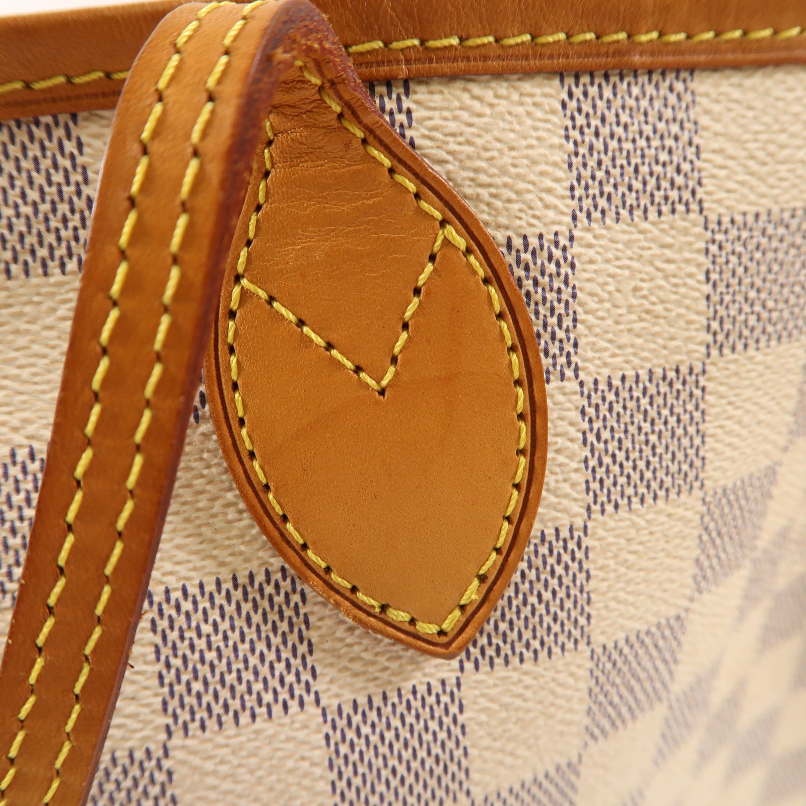 LOUIS VUITTON Damier Azur Neverfull MM金扣手挽袋白色