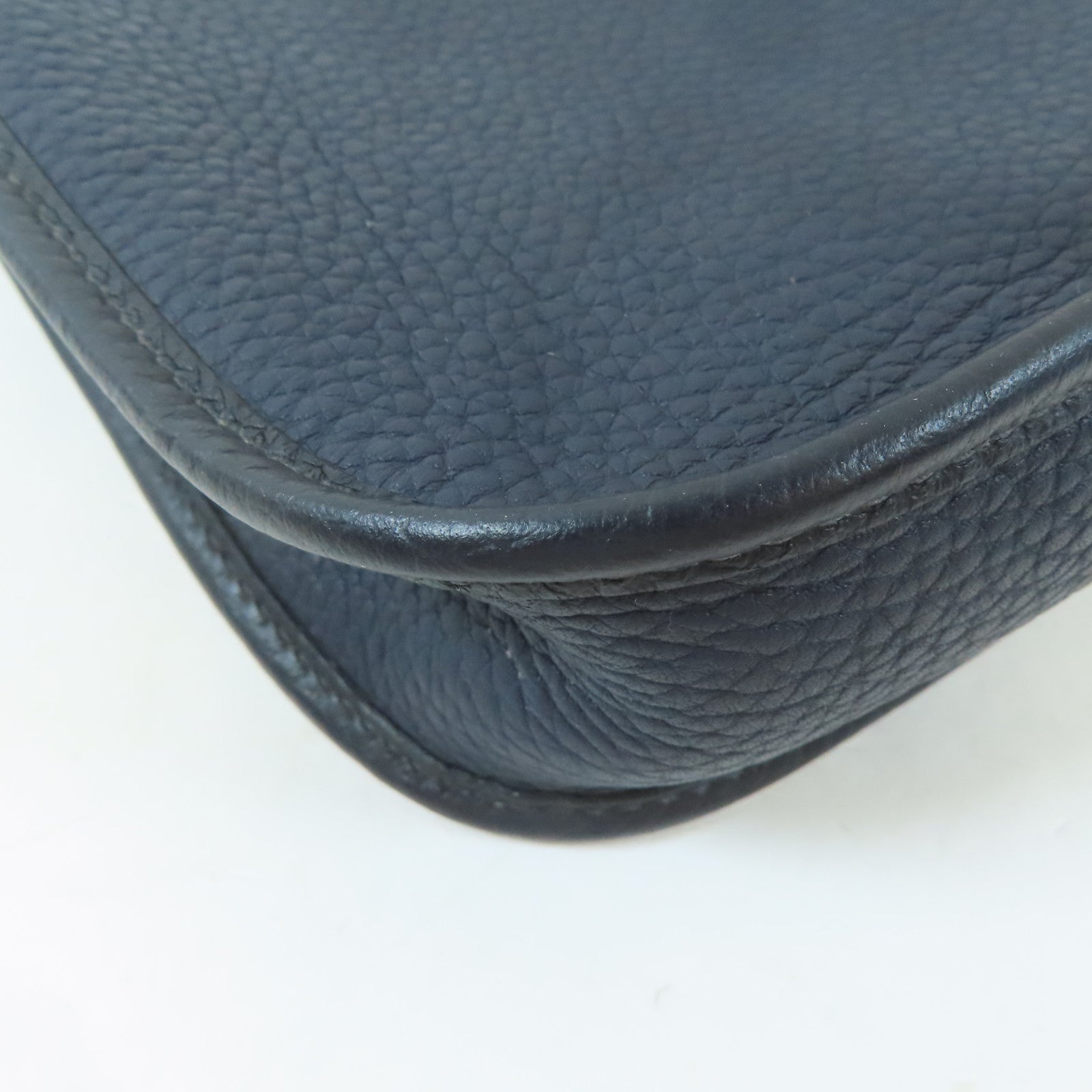 HERMES Clemence皮革Evelyne TPM銀扣肩背袋Bleu Nuit/深夜藍色